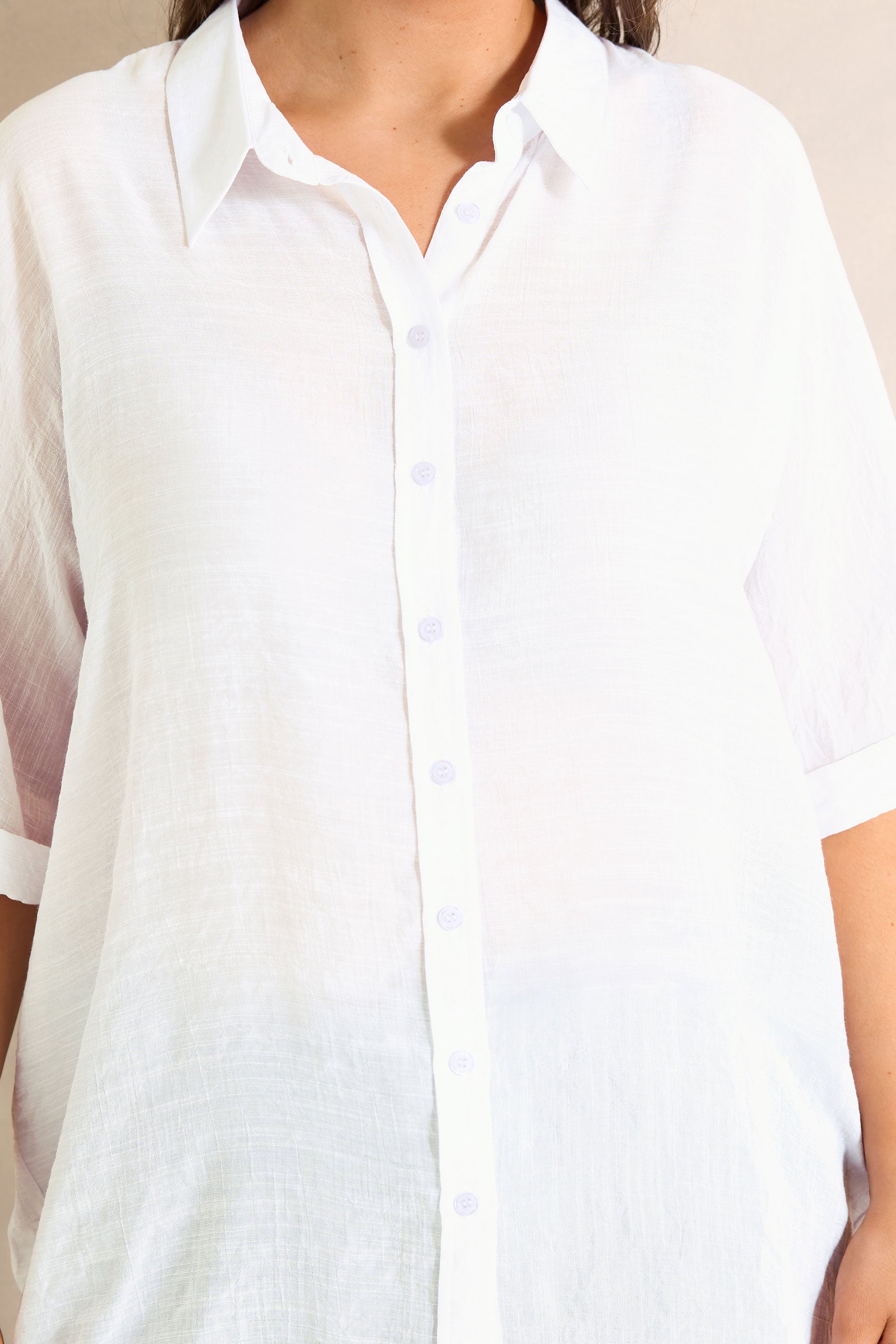 EVANS Plus Size White Button Through Shirt | Evans 4