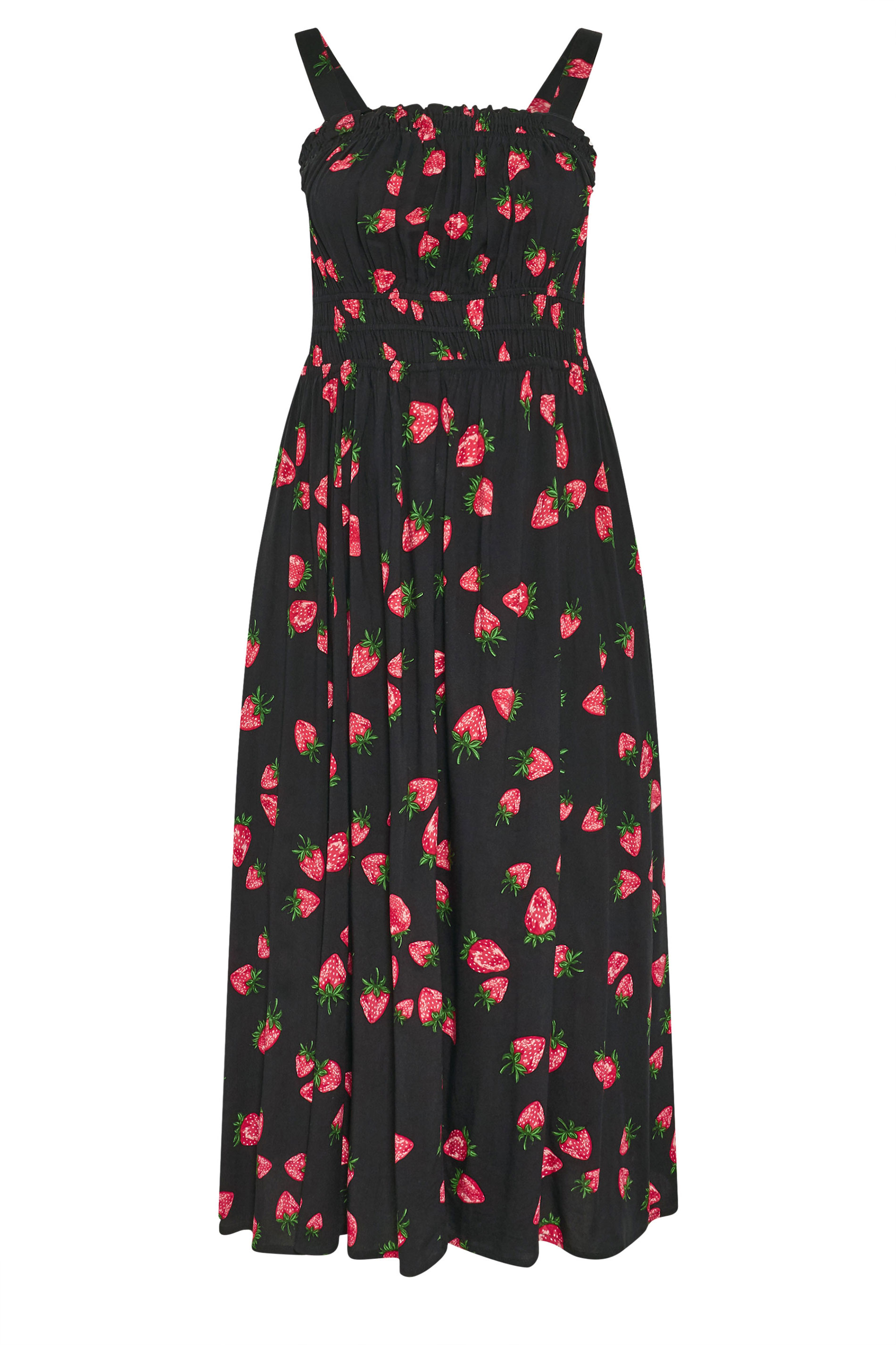 YOURS Plus Size Black Strawberry Print Midi Dress | Yours Clothing 6