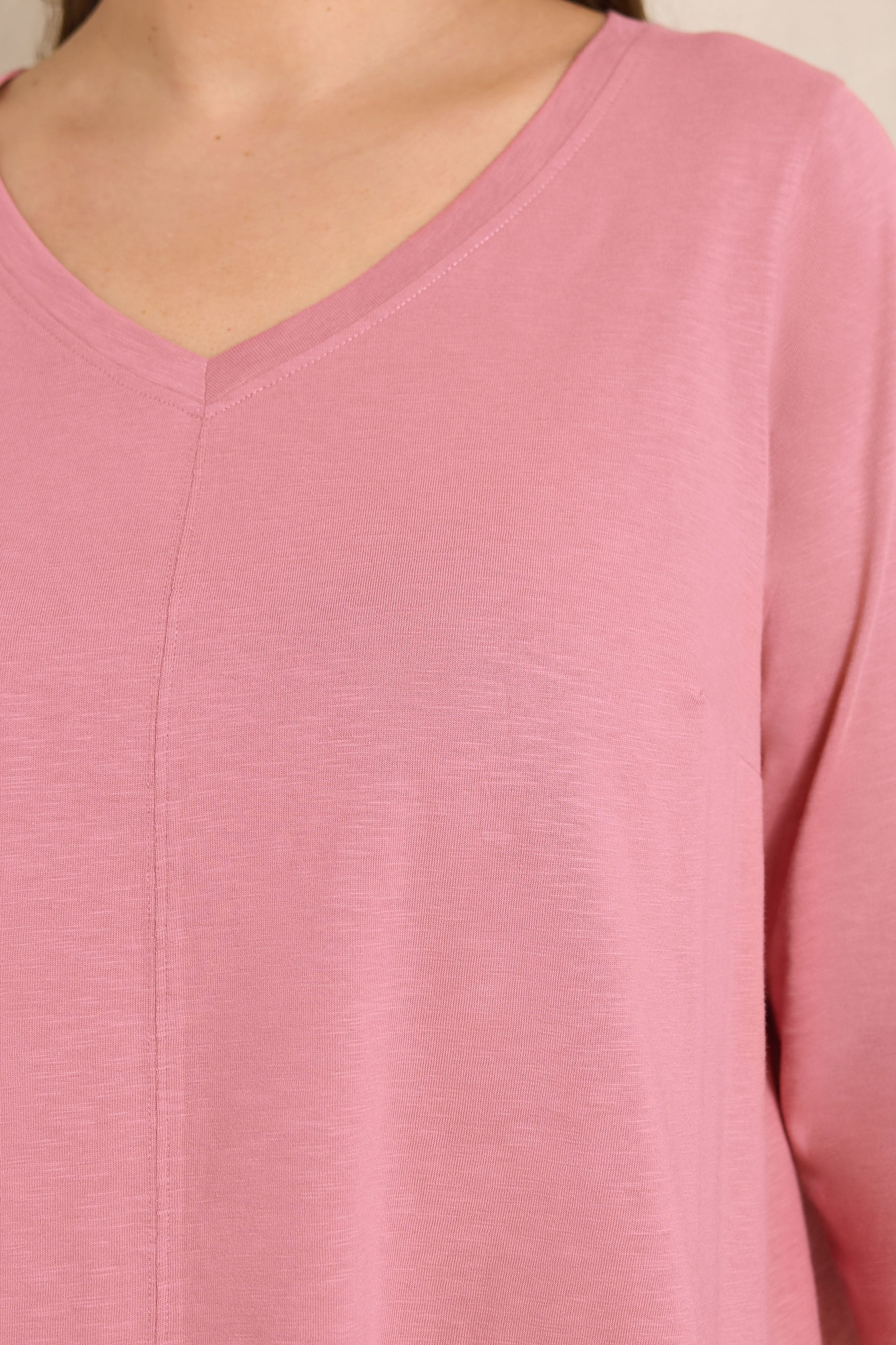 EVANS Plus Size Pink V-Neck Cotton Top | Evans 4