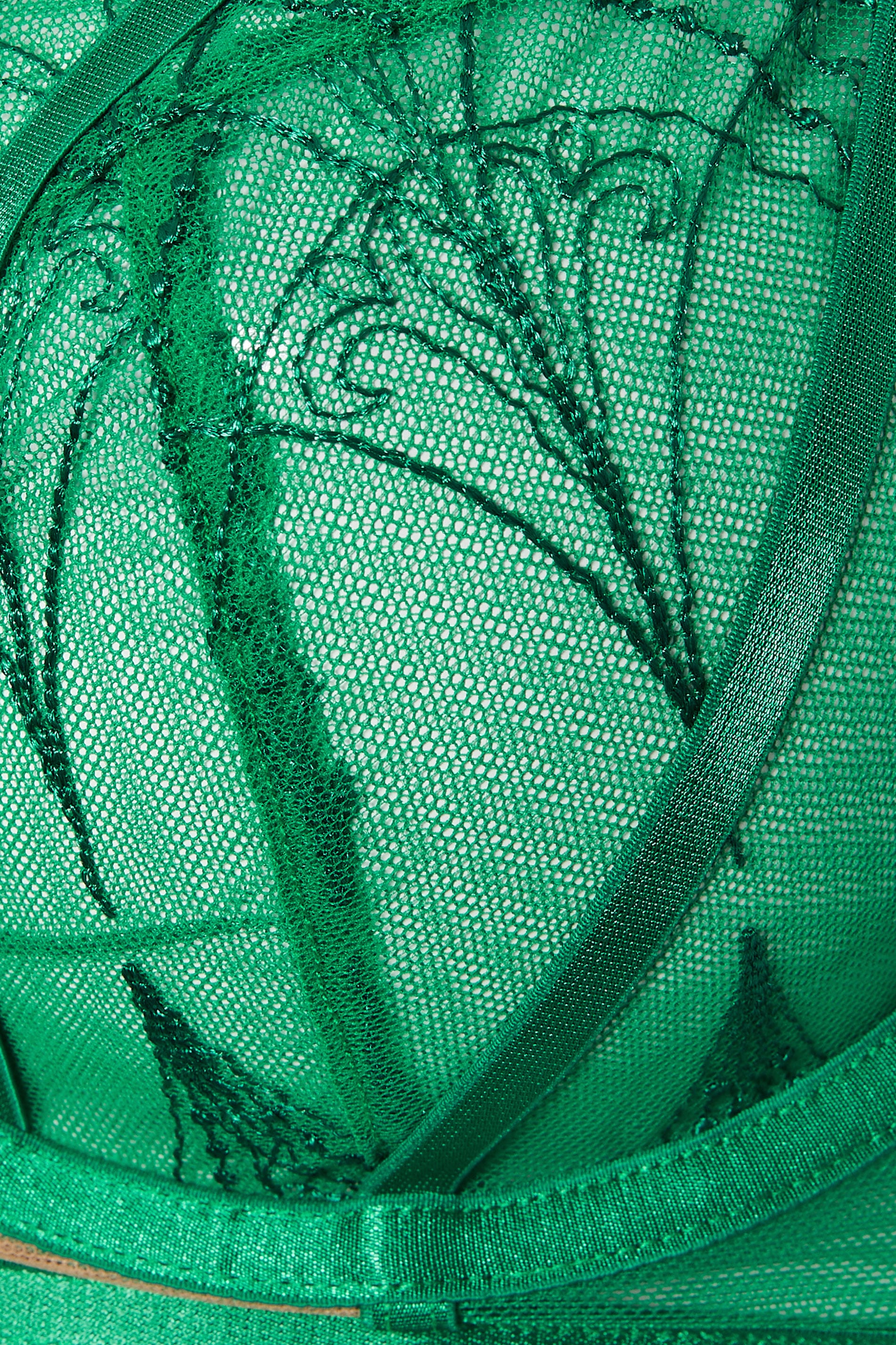 PLAYFUL PROMISES Plus Size Green Lace Embroidered Underwired Bra | Yours Clothing 7