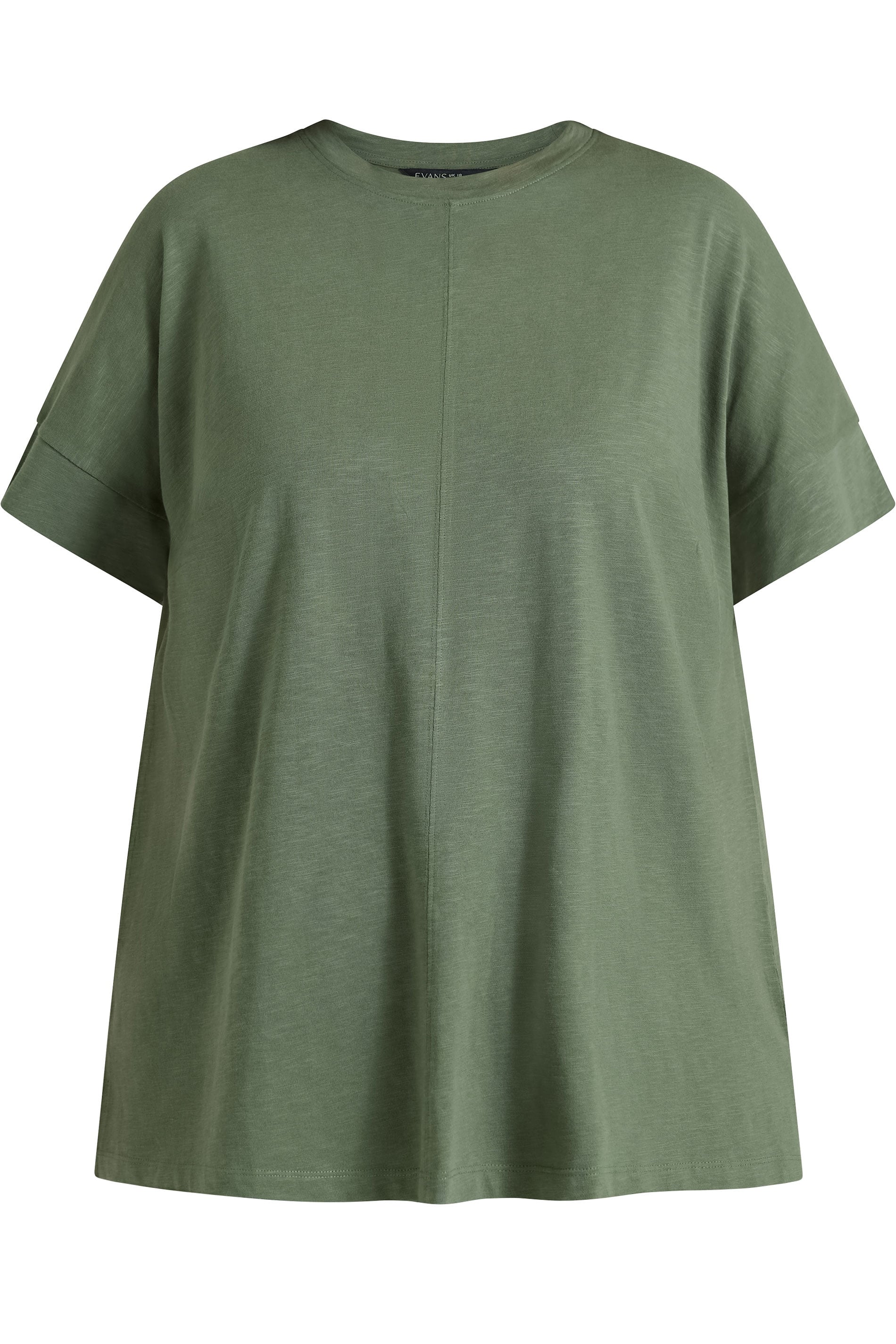 EVANS Plus Size Khaki Pure Cotton T-Shirt | Evans 5
