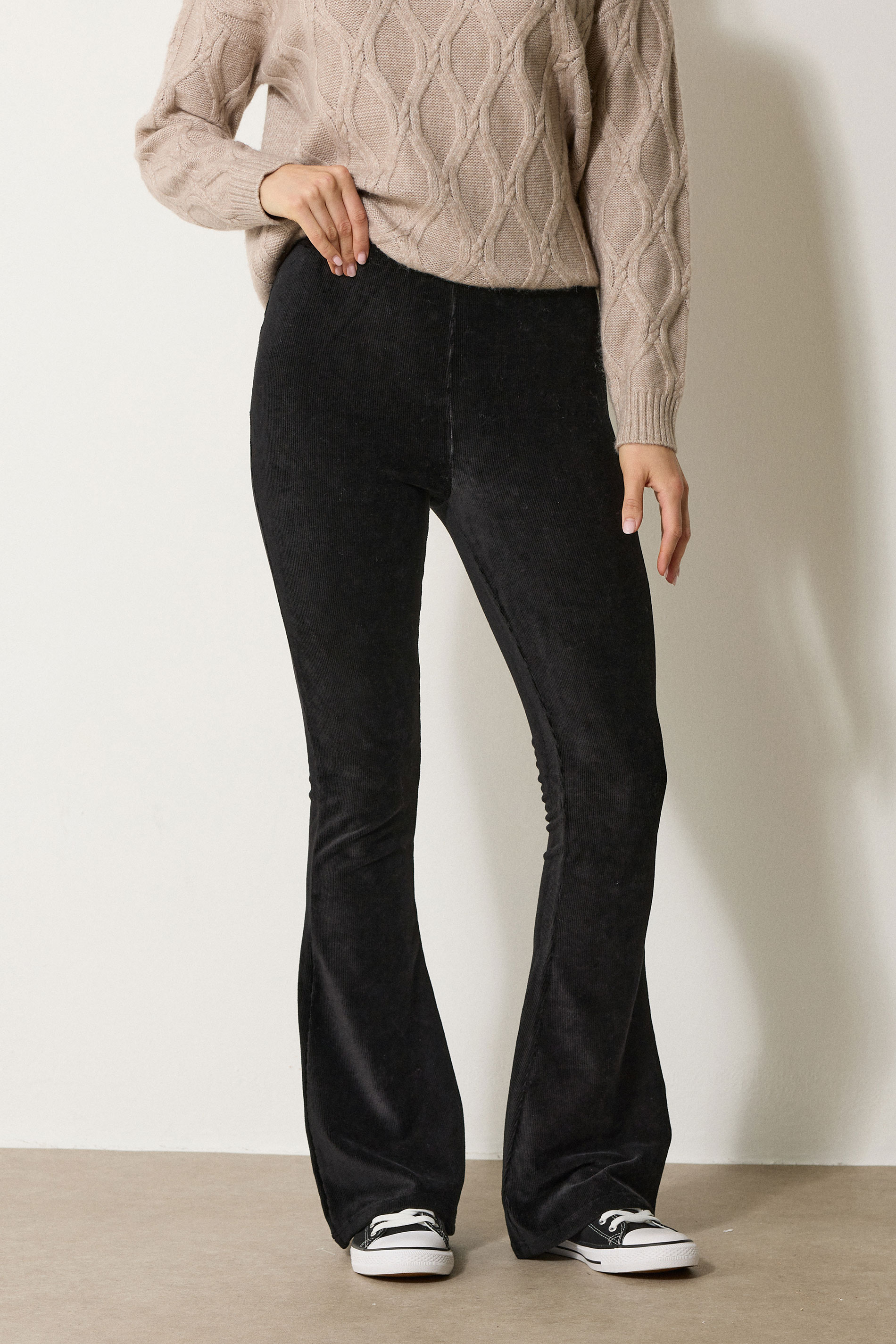 LTS Tall Black Cord Flared Leggings | Long Tall Sally 1