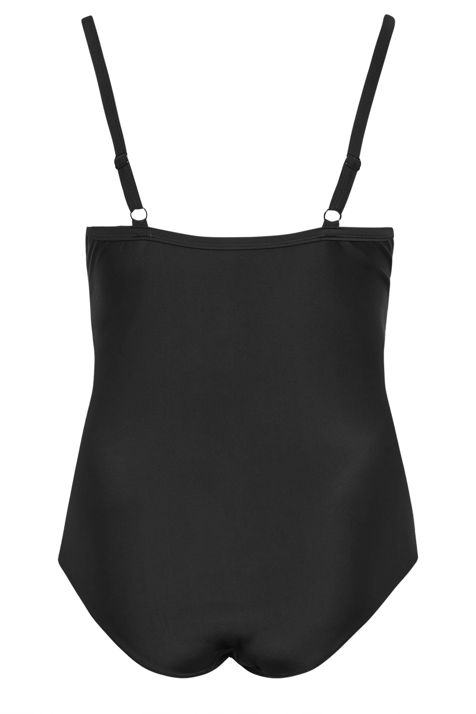 YOURS Plus Size Black Crossover Super Sculpt Swimsuit | Yours Clothing 11