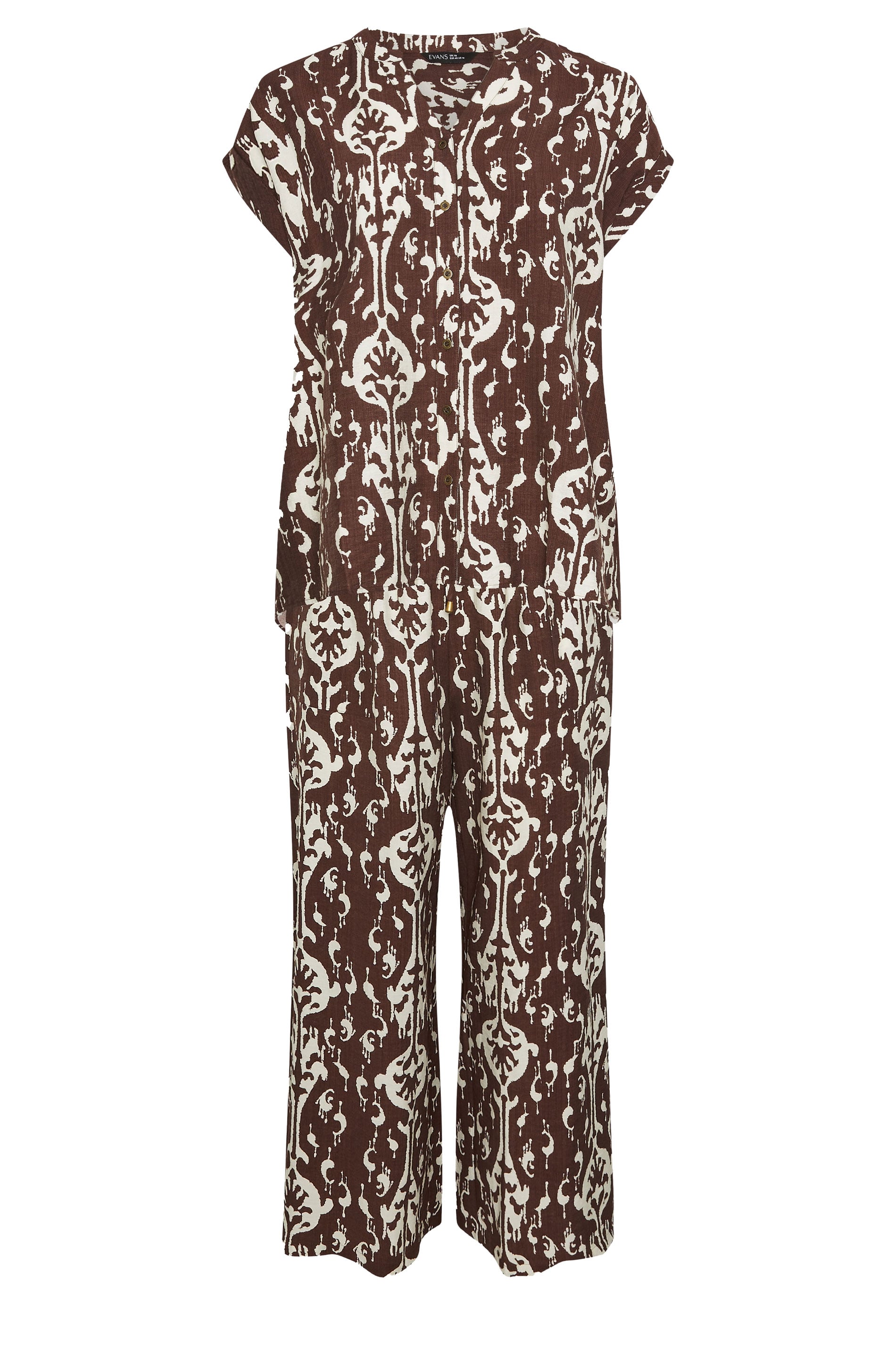 EVANS Plus Size Chocolate Top & Trouser Set | Evans 8