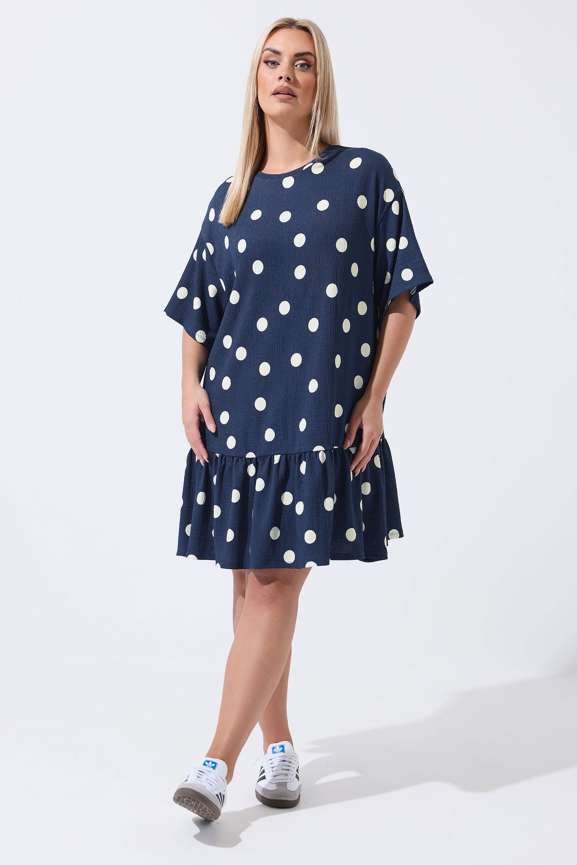 LIMITED COLLECTION Plus Size Navy Blue Polka Dot Dress | Yours Clothing 3