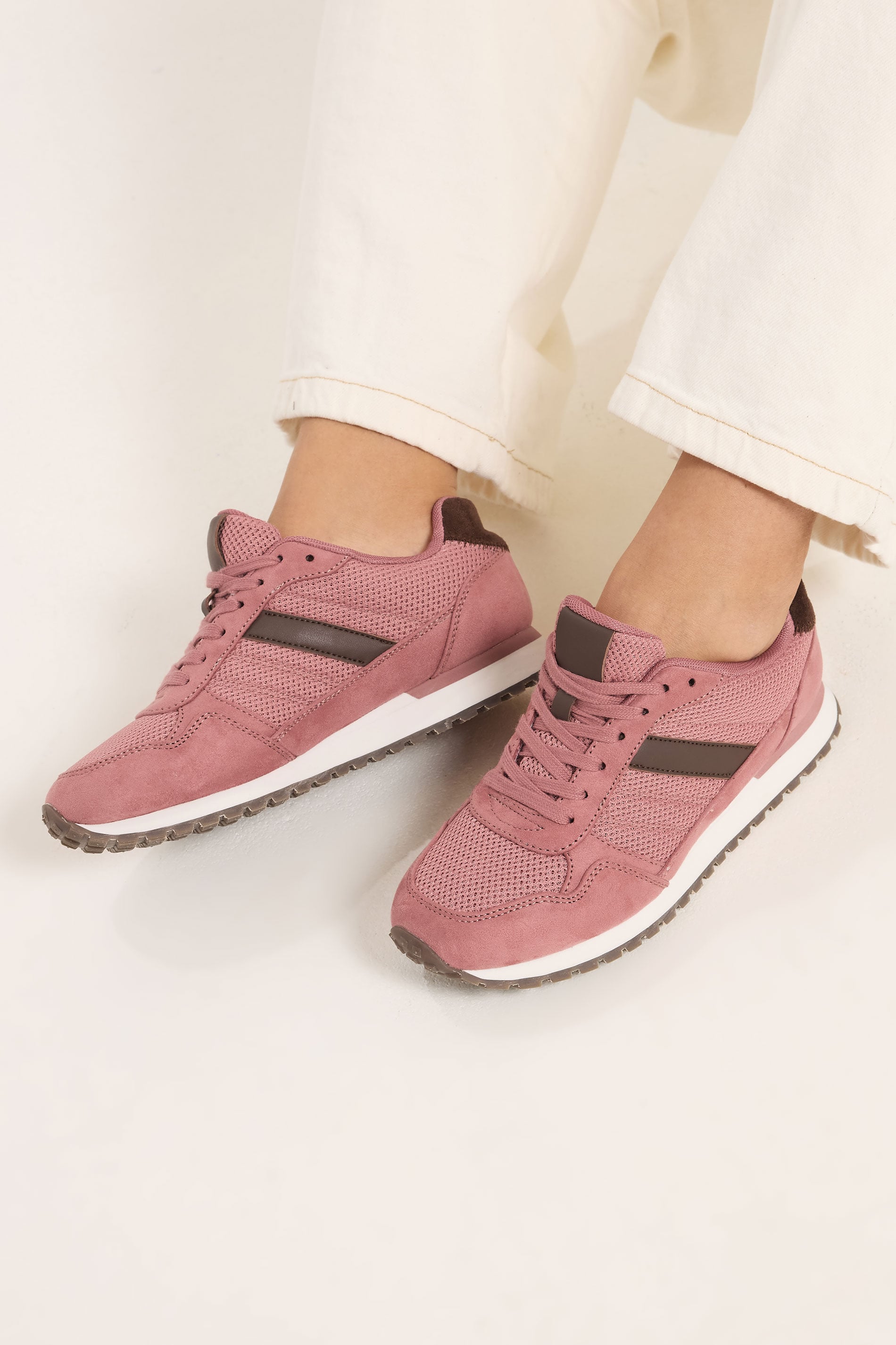 Pink Colourblock Trainers In Extra Wide EEE Fit | Yours Clothing 3