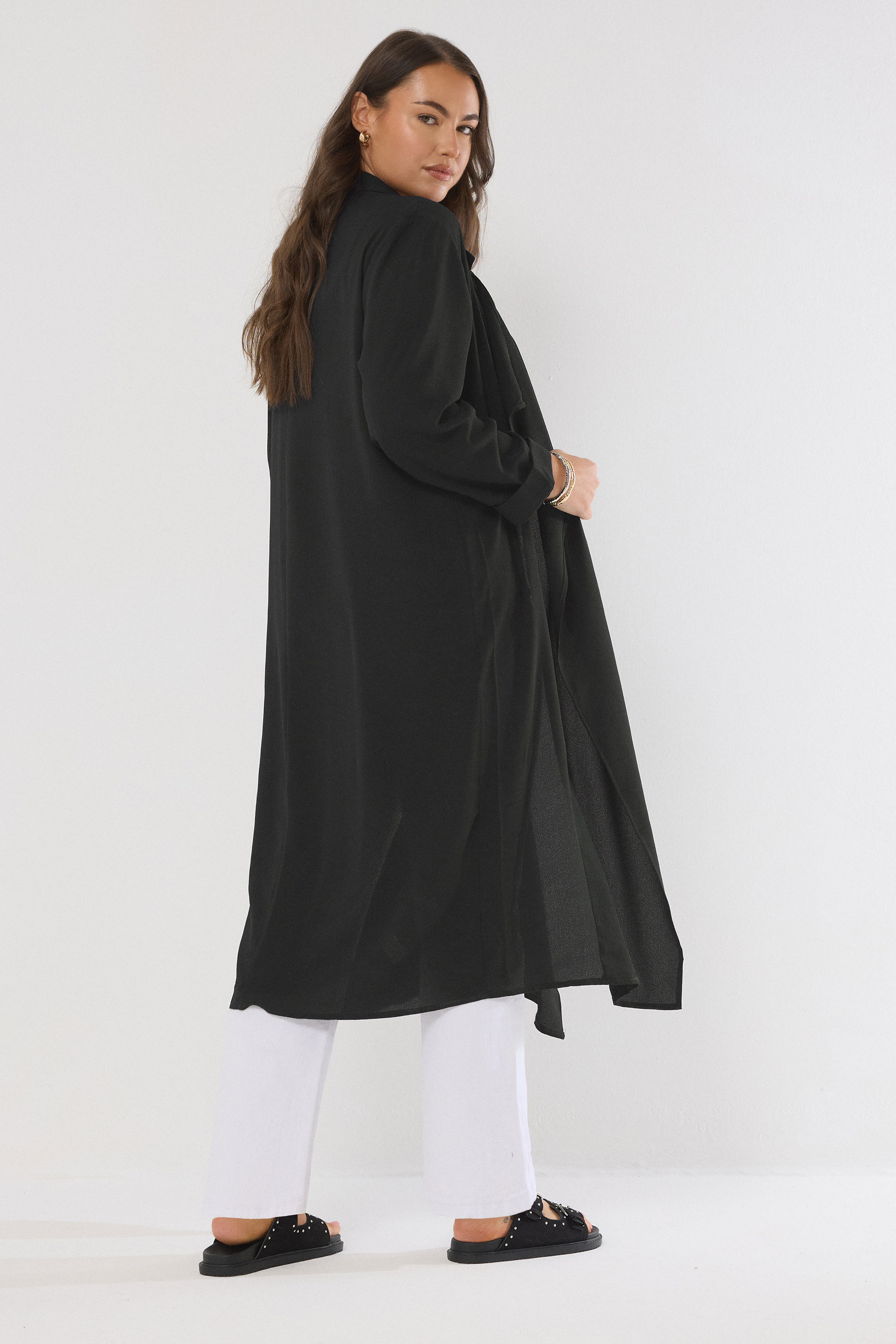 EVANS Plus Size Black Longline Waterfall Jacket | Evans 2