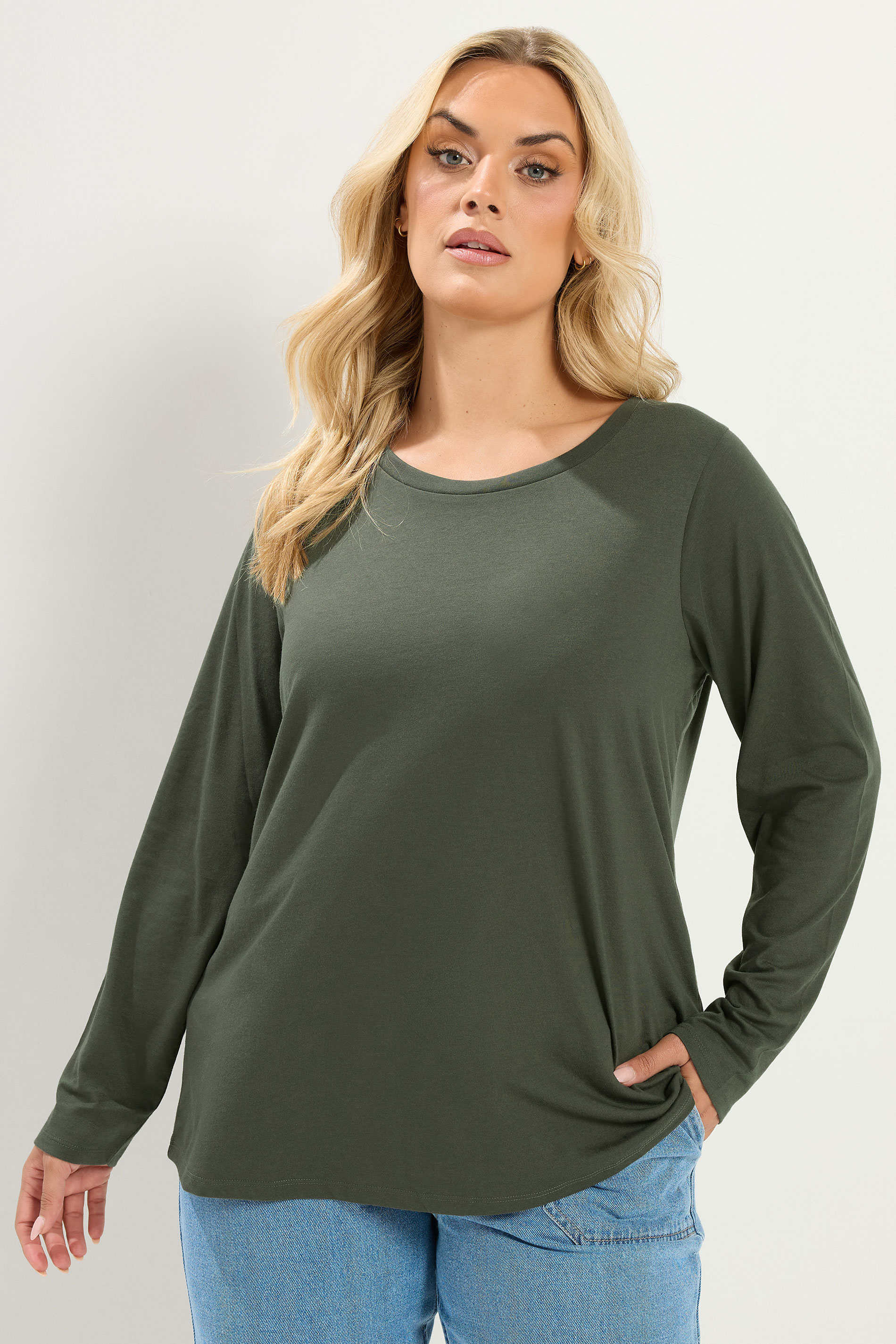 YOURS Plus Size Khaki Green T-Shirt | Yours Clothing 3