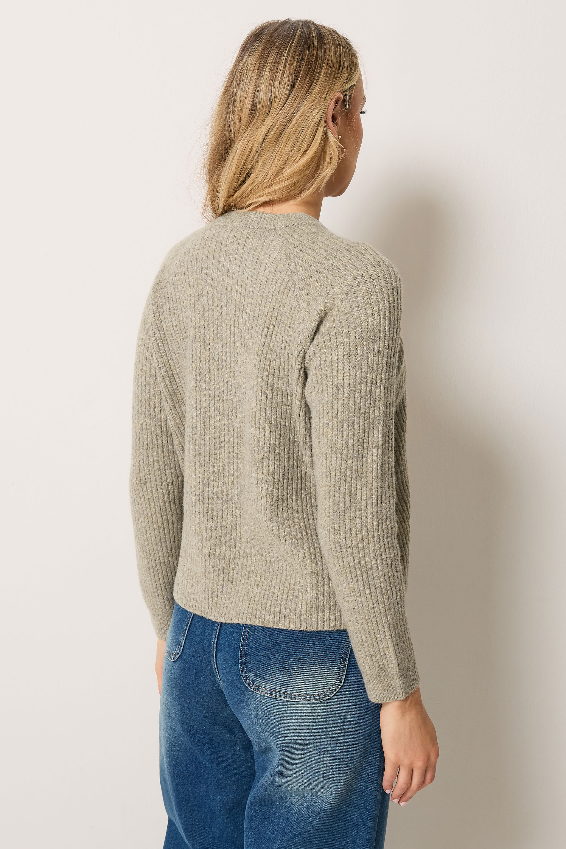 LTS Tall Natural Brown Button Knitted Cardigan | Long Tall Sally 4