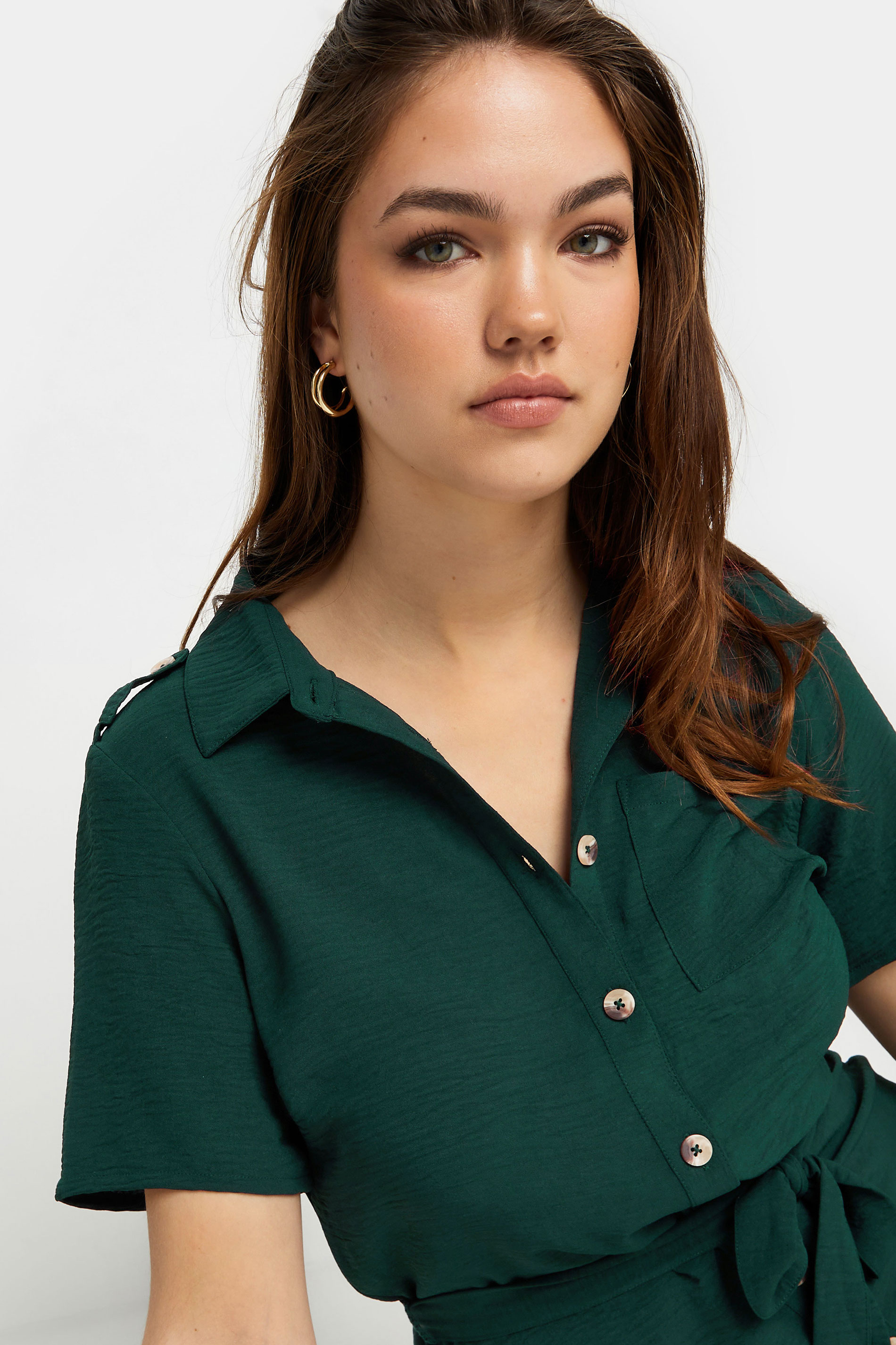 LTS Tall Women's Dark Green Button Through Midi Dress | Long Tall Sally 5