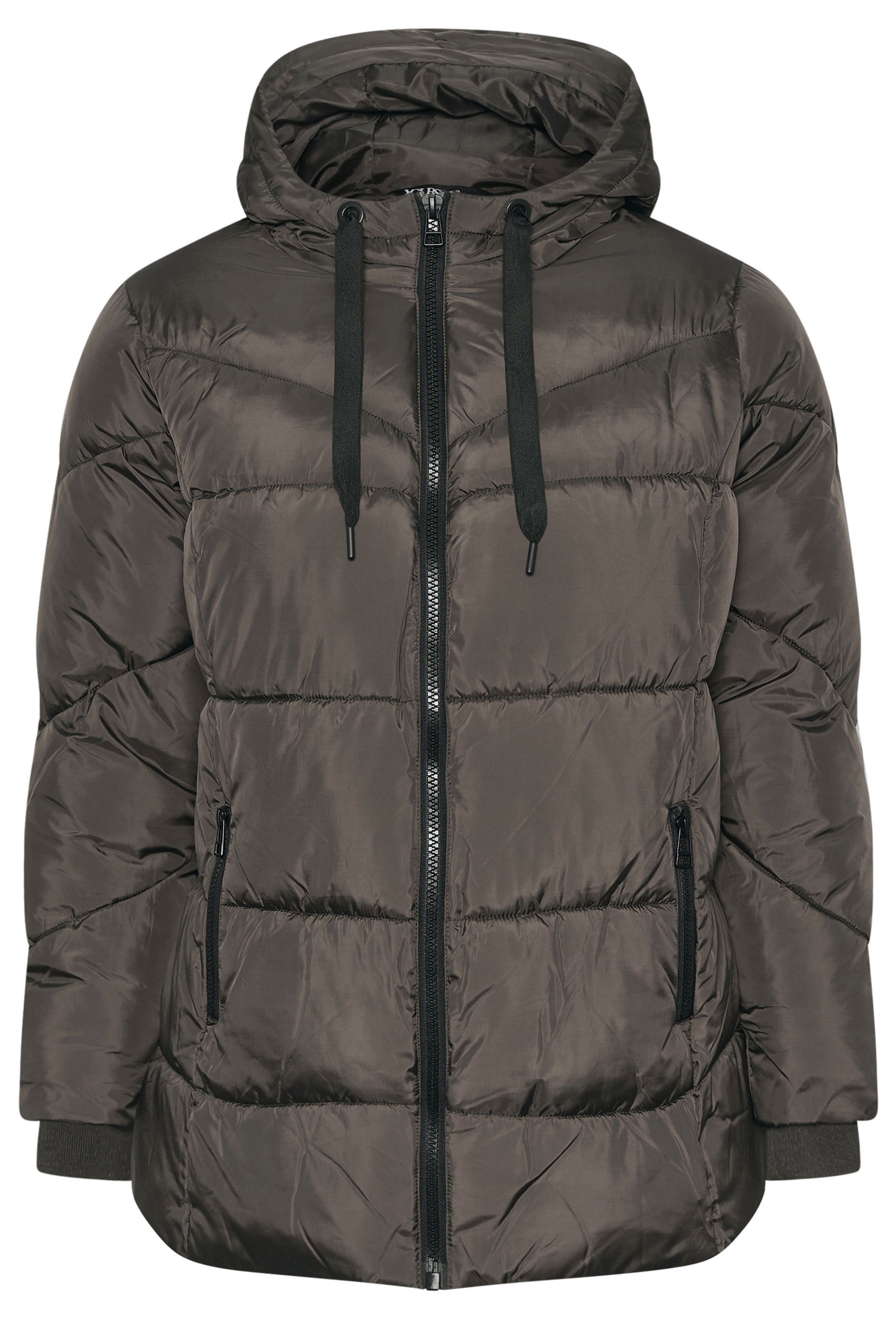 YOURS Plus Size Brown Short Padded Coat | Yours Clothing 6