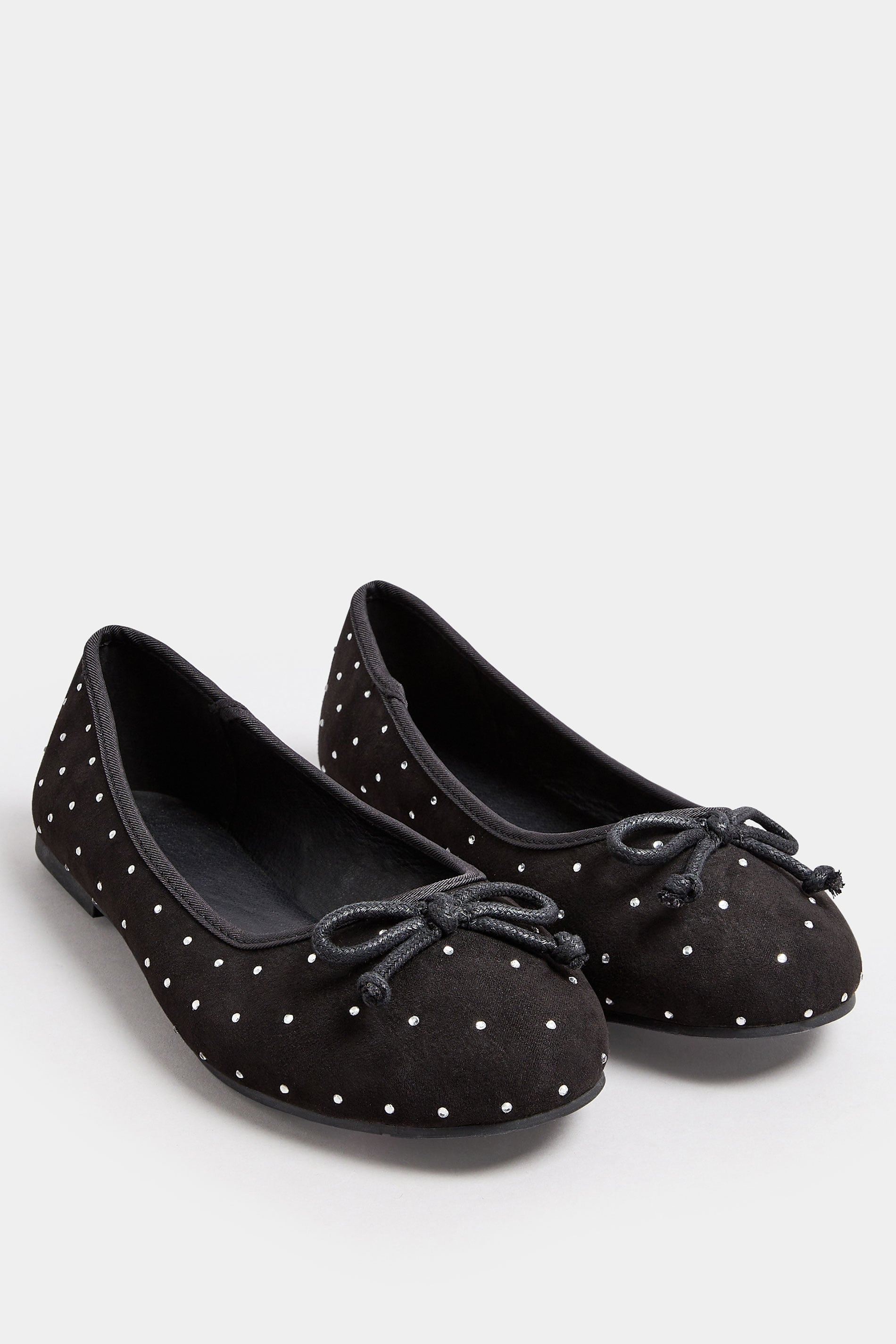 Diamante Detail Ballet Pumps In Extra Wide EEE Fit 3
