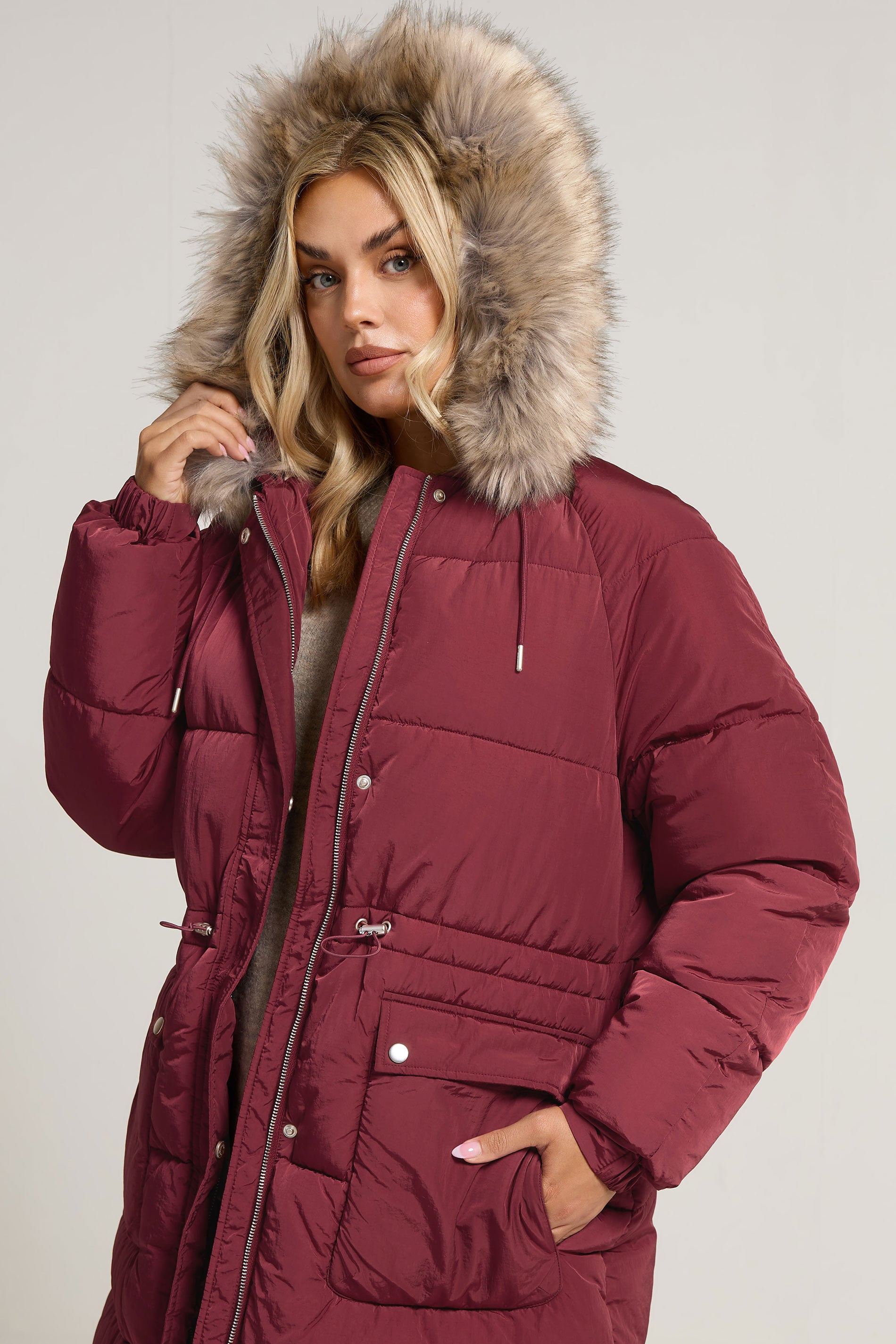 YOURS Plus Size Red Padded Parka Coat | Yours Clothing 1