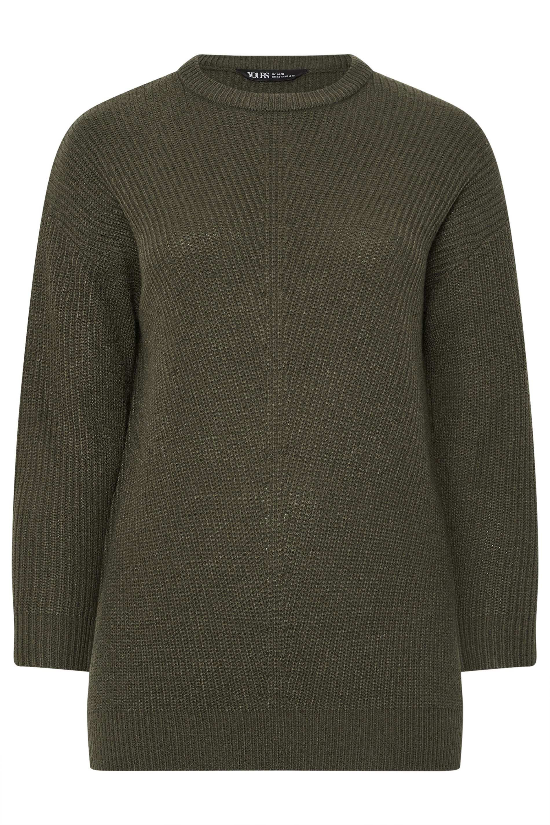 YOURS Plus Size Khaki Green Essential Knitted Jumper | Yours Clothing 5