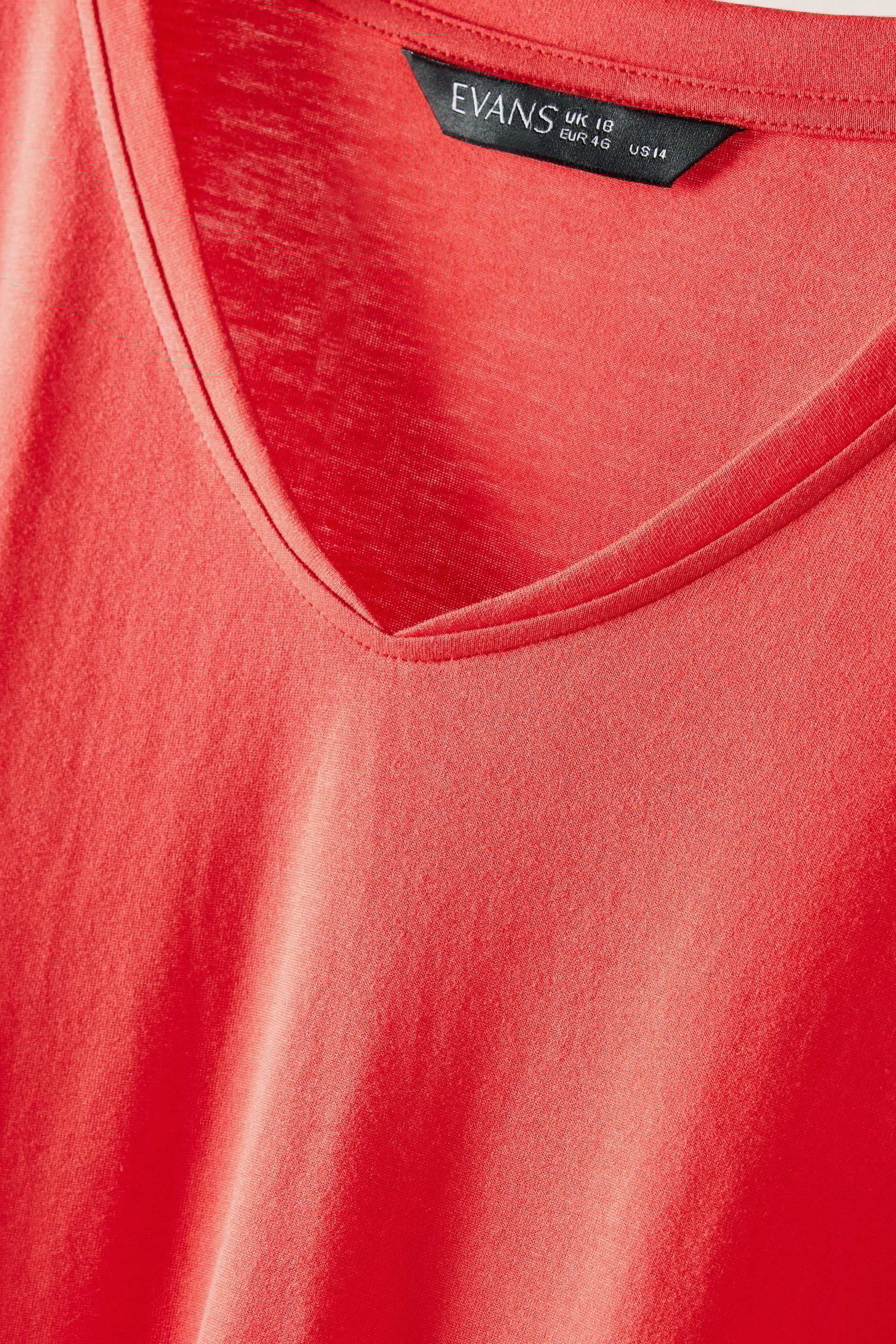 EVANS Plus Size Red V-Neck Modal Rich T-Shirt | Evans 8
