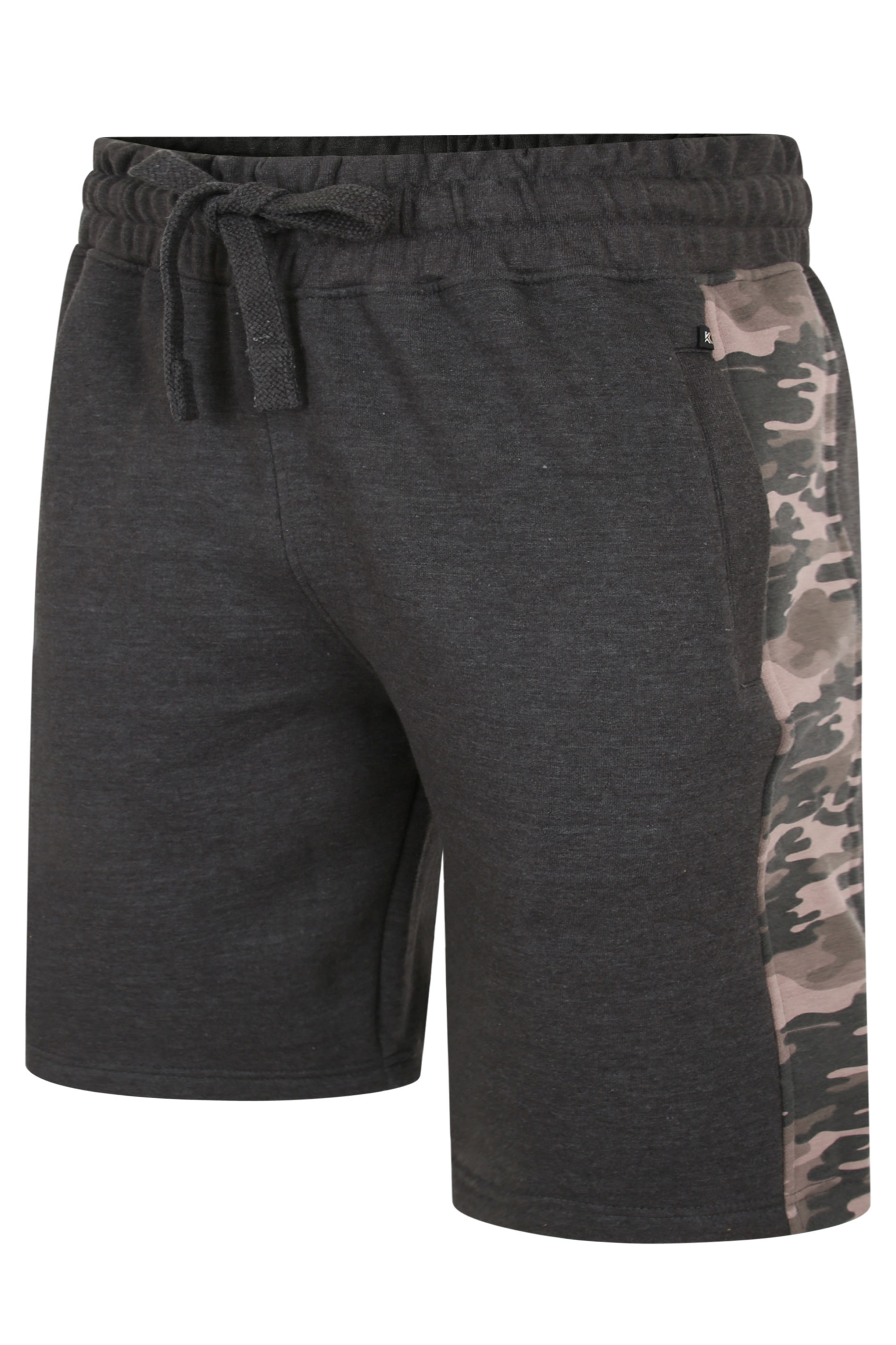 KAM Charcoal Grey Camo Panel Jogger Shorts | BadRhino 2