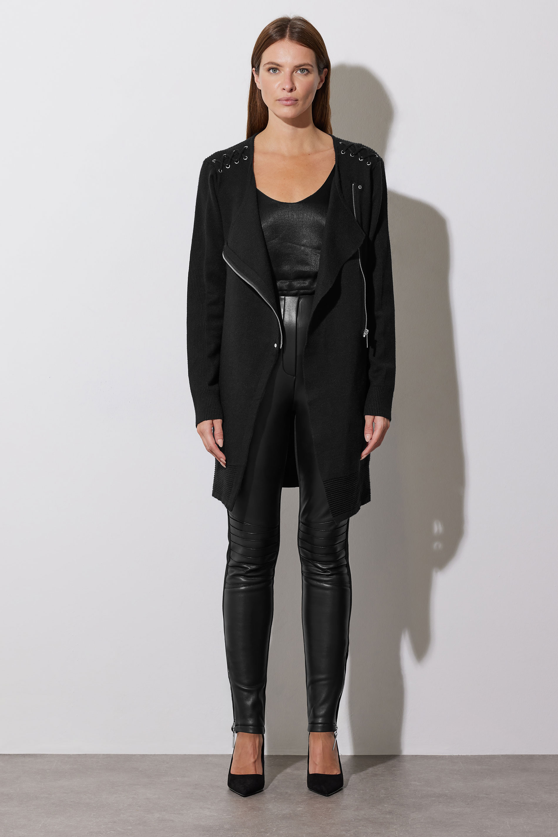 STAR Black Eyelet Detail Zip Cardigan | STAR x JM 1