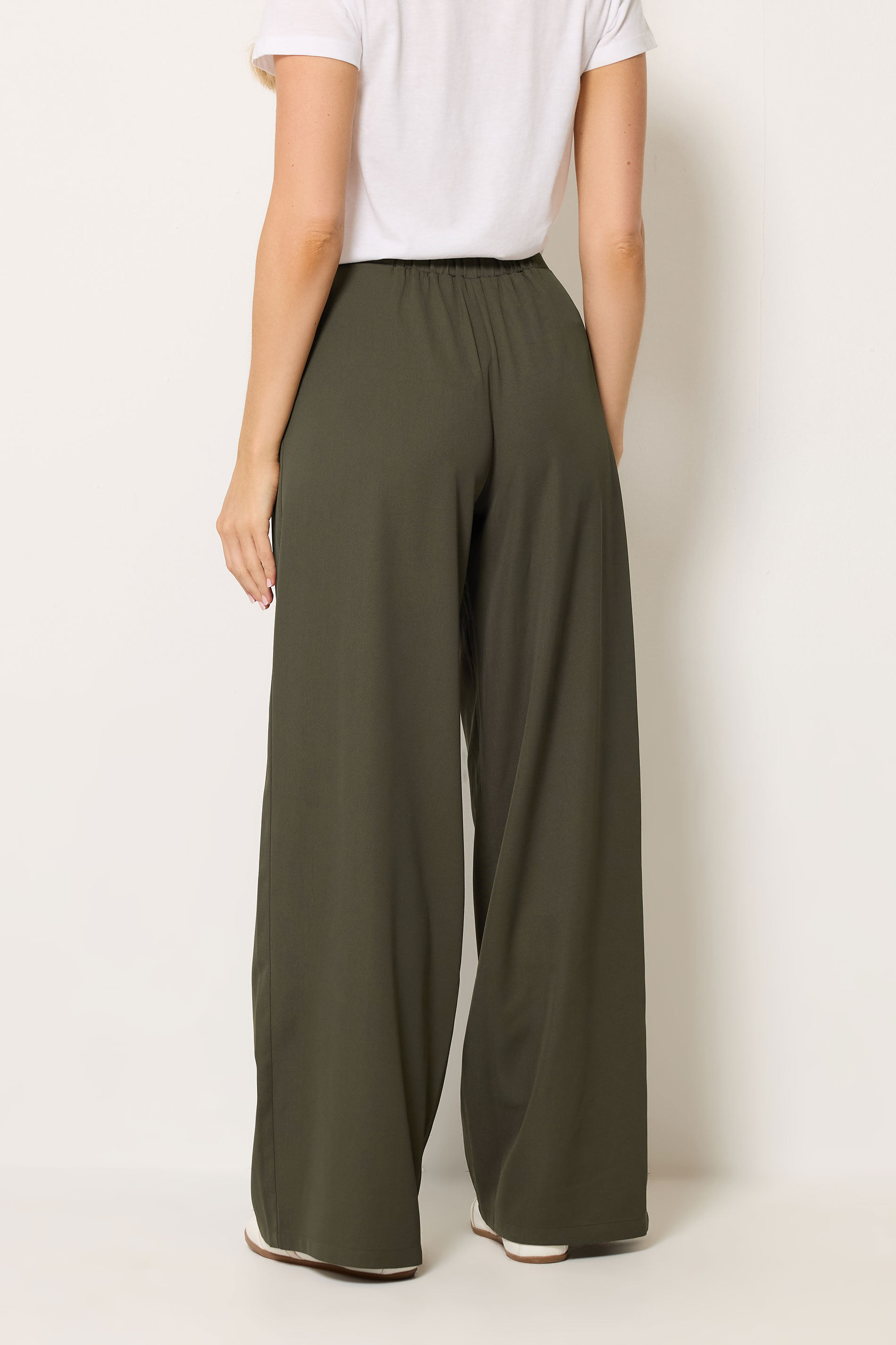 LTS Tall Women's Olive Green Pleated Wide Leg Trousers | Long Tall Sally 2