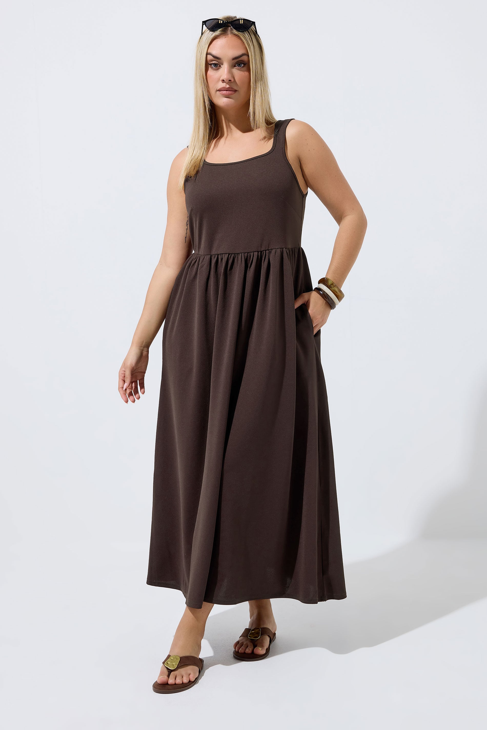 LIMITED COLLECTION Plus Size Chocolate Brown Maxi Dress | Yours Clothing 1