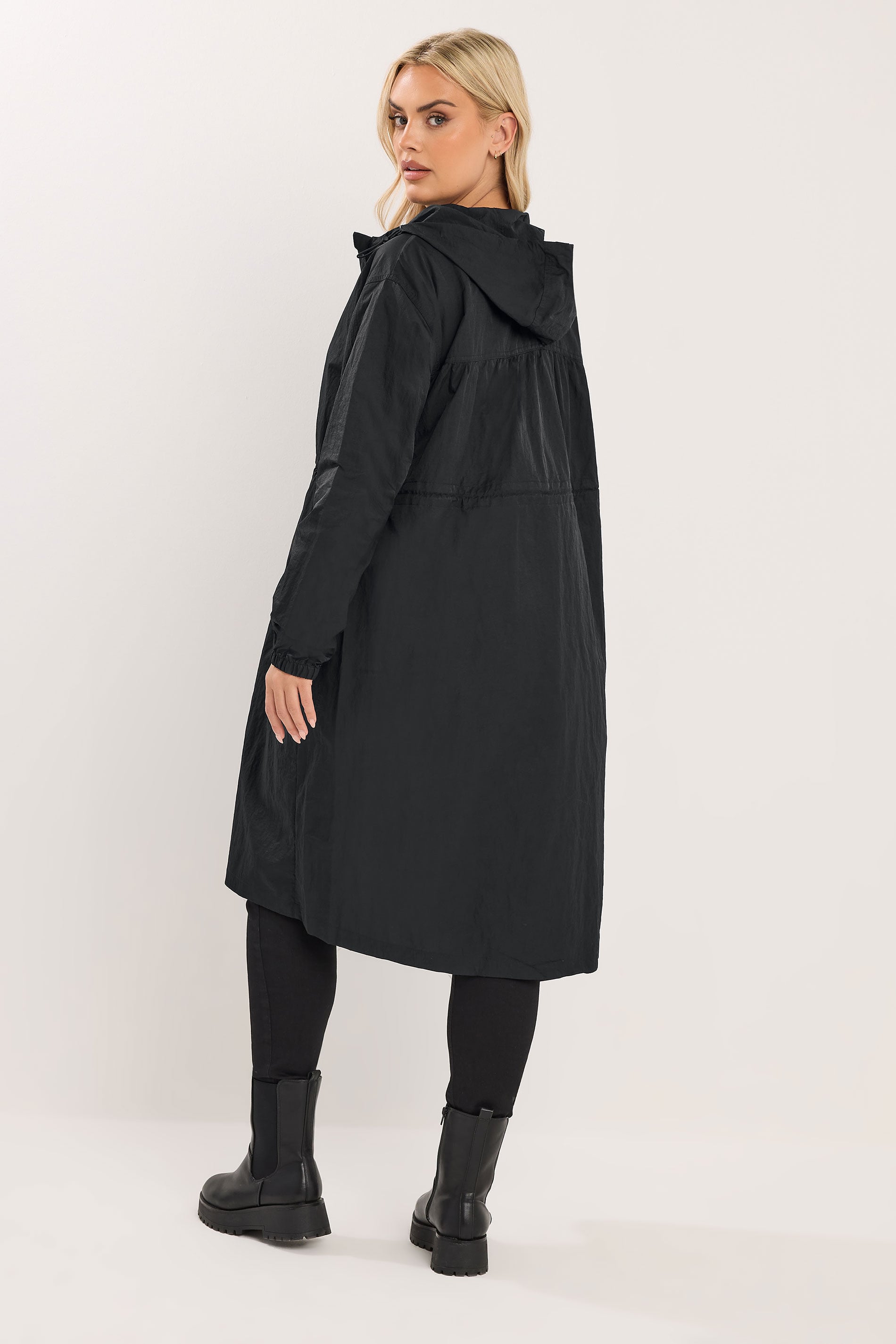 YOURS Plus Size Black Lightweight Longline Parka Jacket | Yours Clothing 2