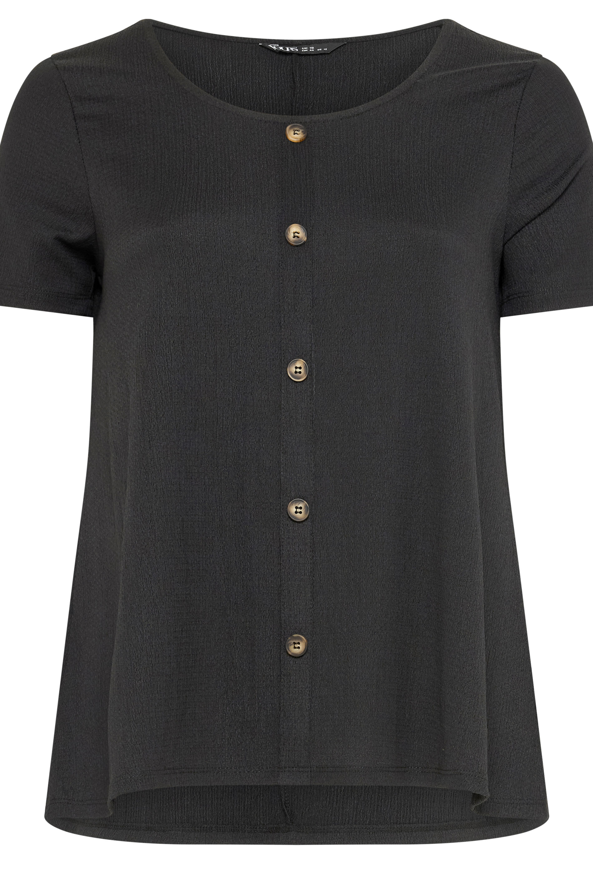 YOURS Plus Size Black Crinkle T-Shirt | Yours Clothing 5