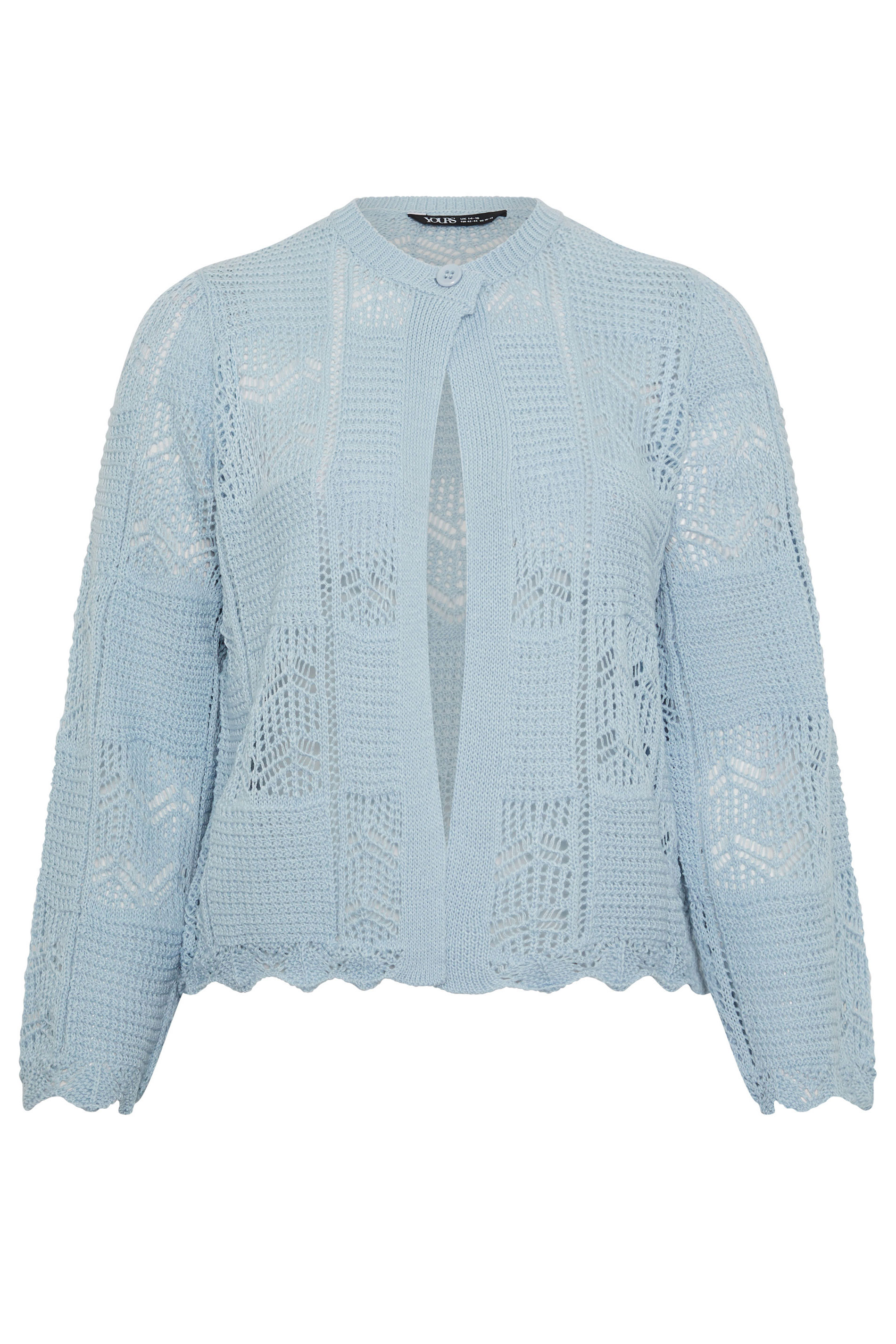 YOURS Plus Size Blue Crochet Knitted Cardigan | Yours Clothing 5