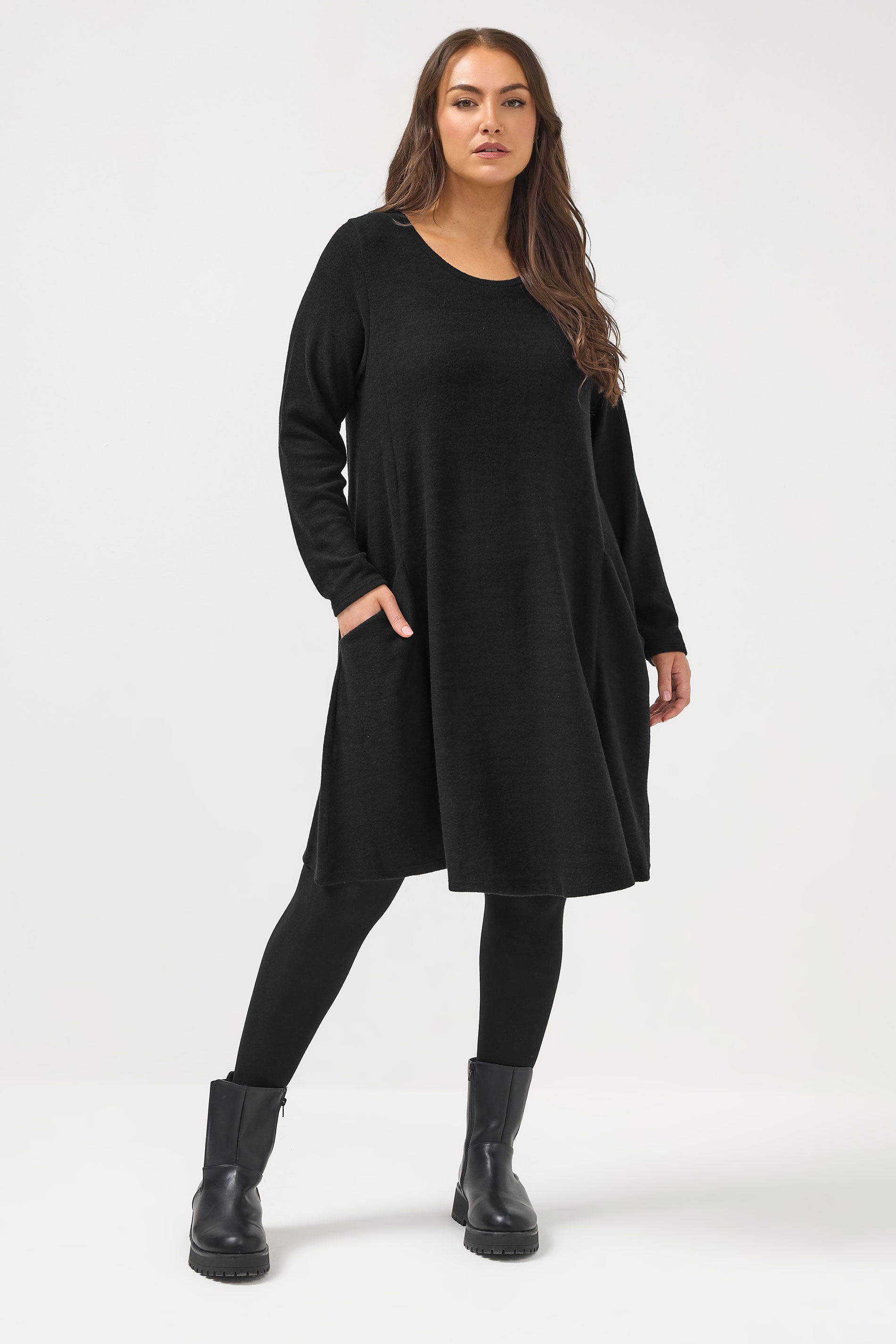 YOURS Plus Size Black Soft Touch Pocket Dress | Yours Clothing 3