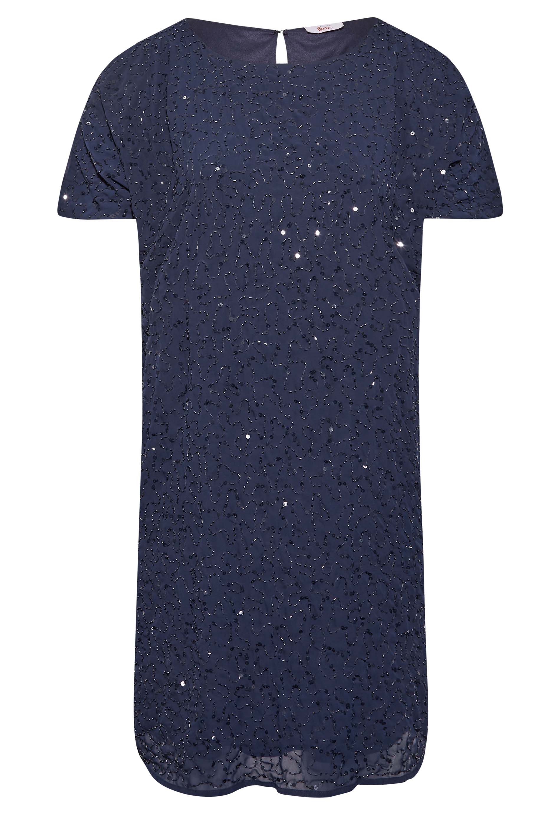 LUXE Plus Size Blue Sequin Hand Embellished Cape Dress | Yours Clothing 6