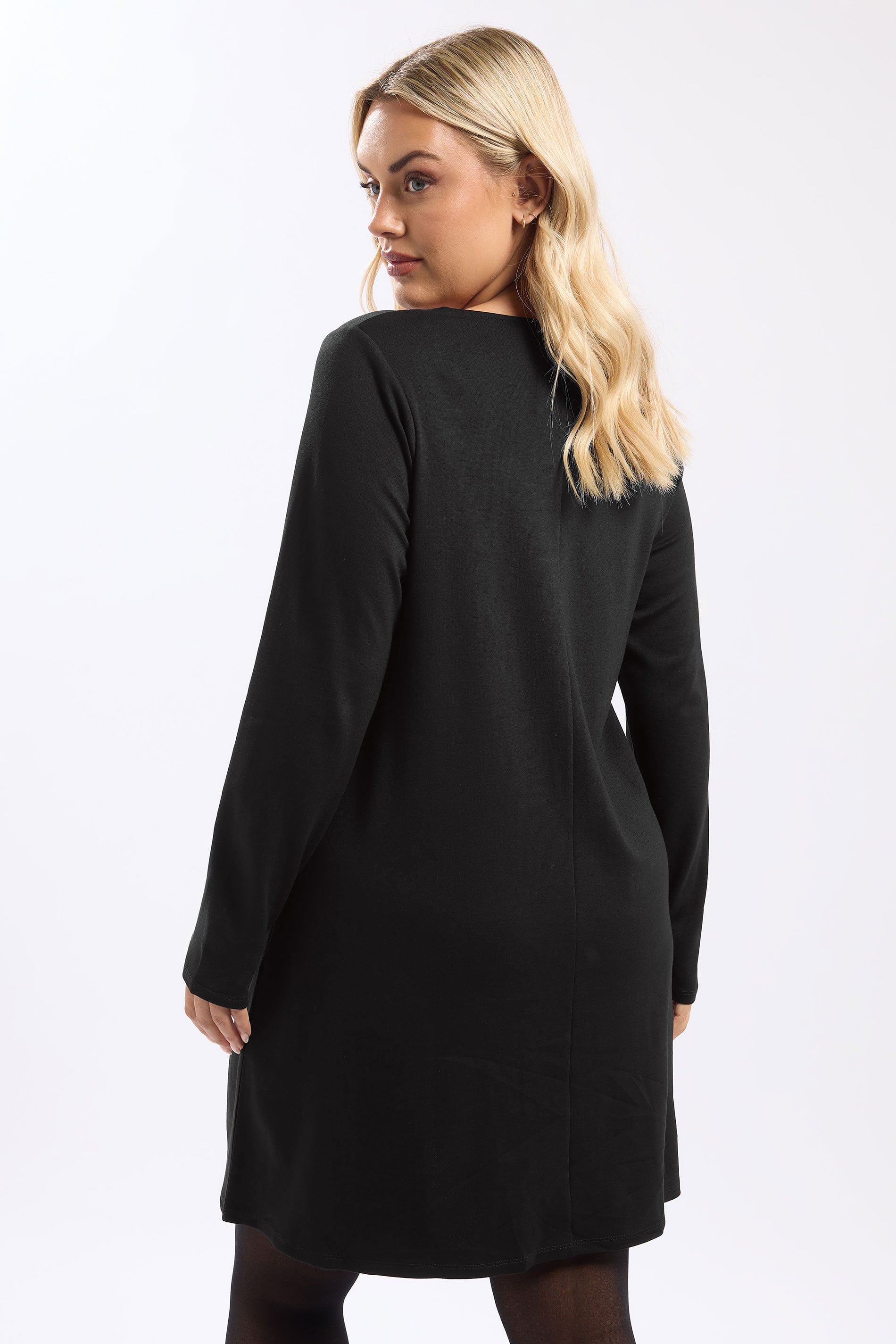 YOURS Plus Size Black Bow Detail Tunic Dress | Yours Clothing 4