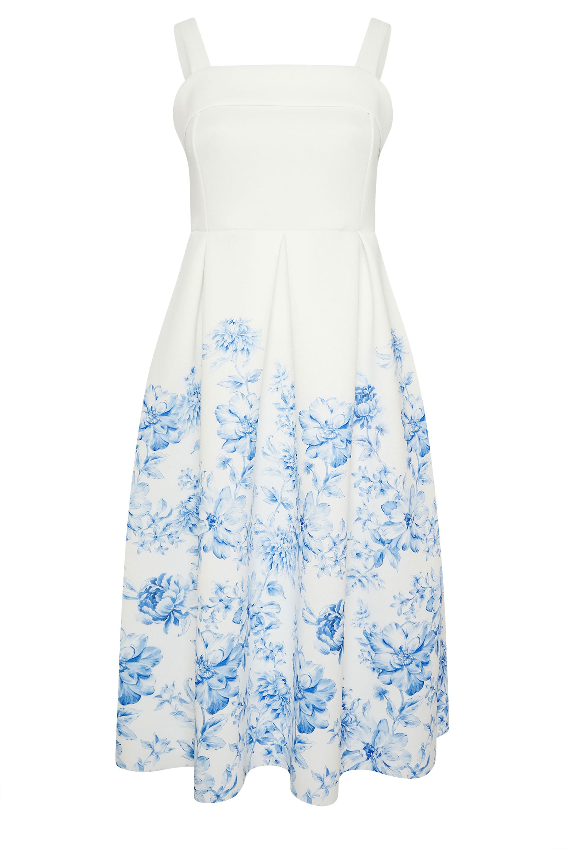 YOURS LONDON Plus Size White Floral Midi Skater Dress | Yours Clothing 6