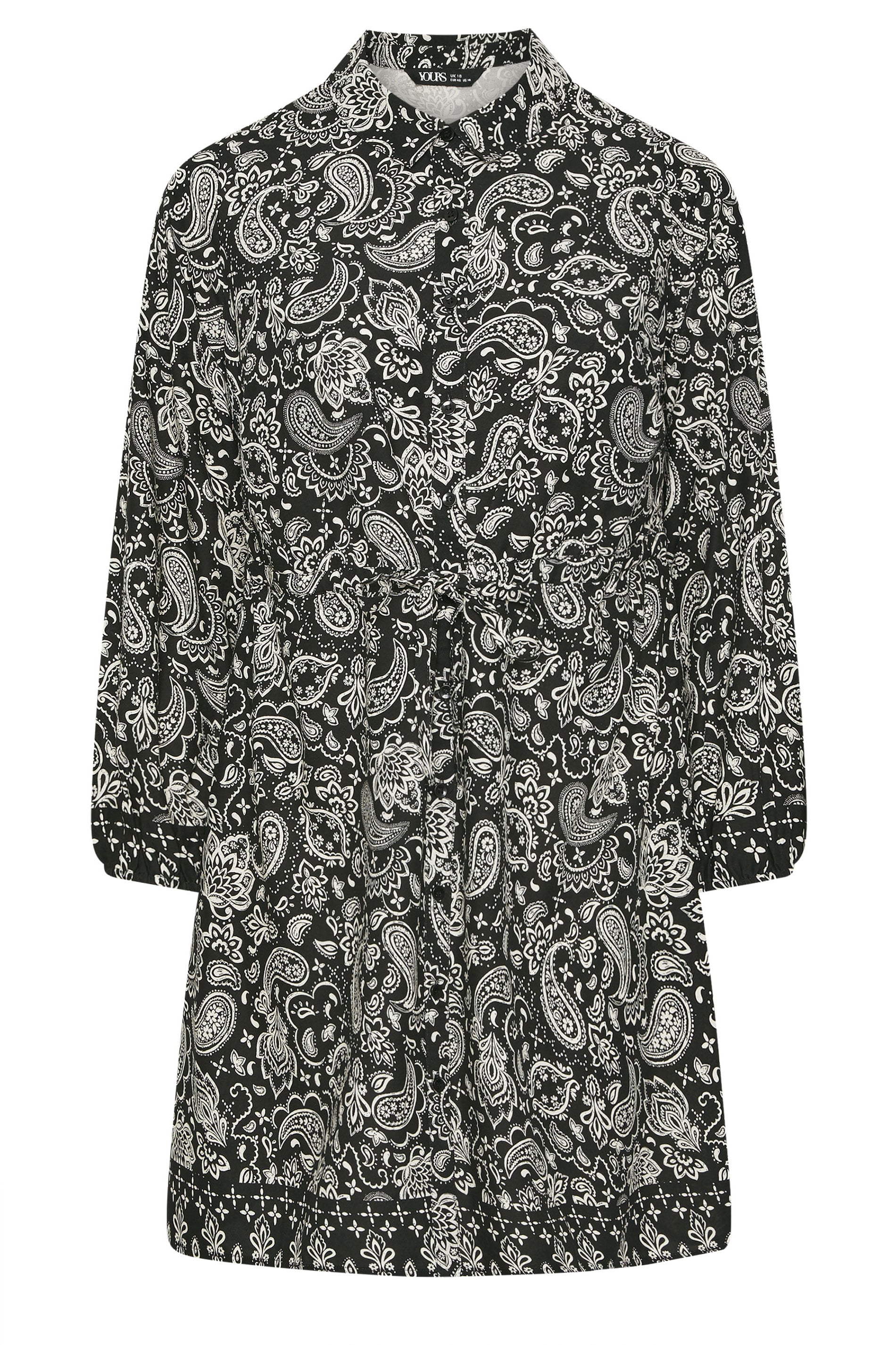 YOURS Plus Size Black Paisley Print Mini Shirt Dress | Yours Clothing 5