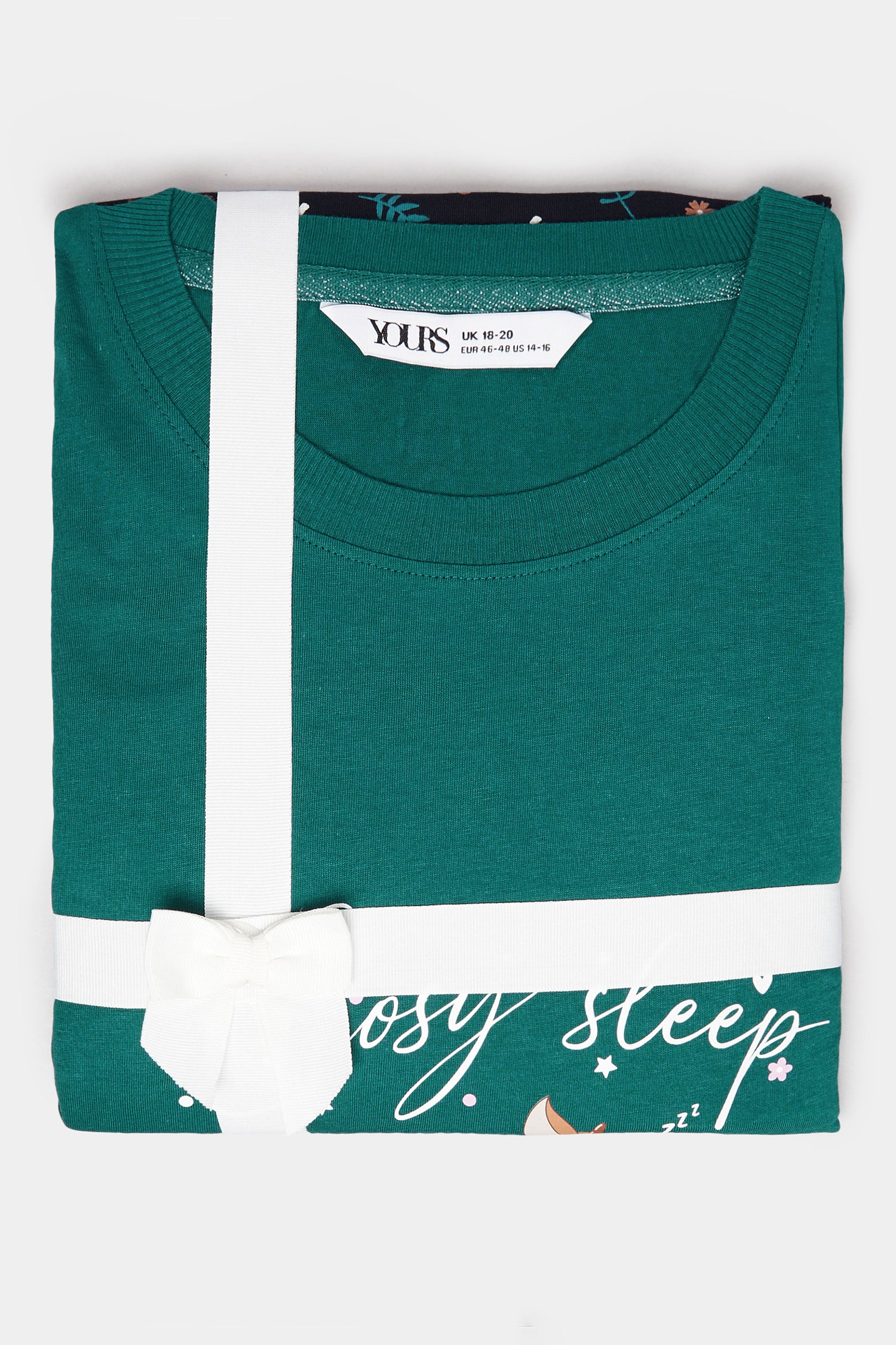 YOURS Plus Size Set Green 'Cosy Sleep Club' Woodland Pyjama Gift | Yours Clothing 6