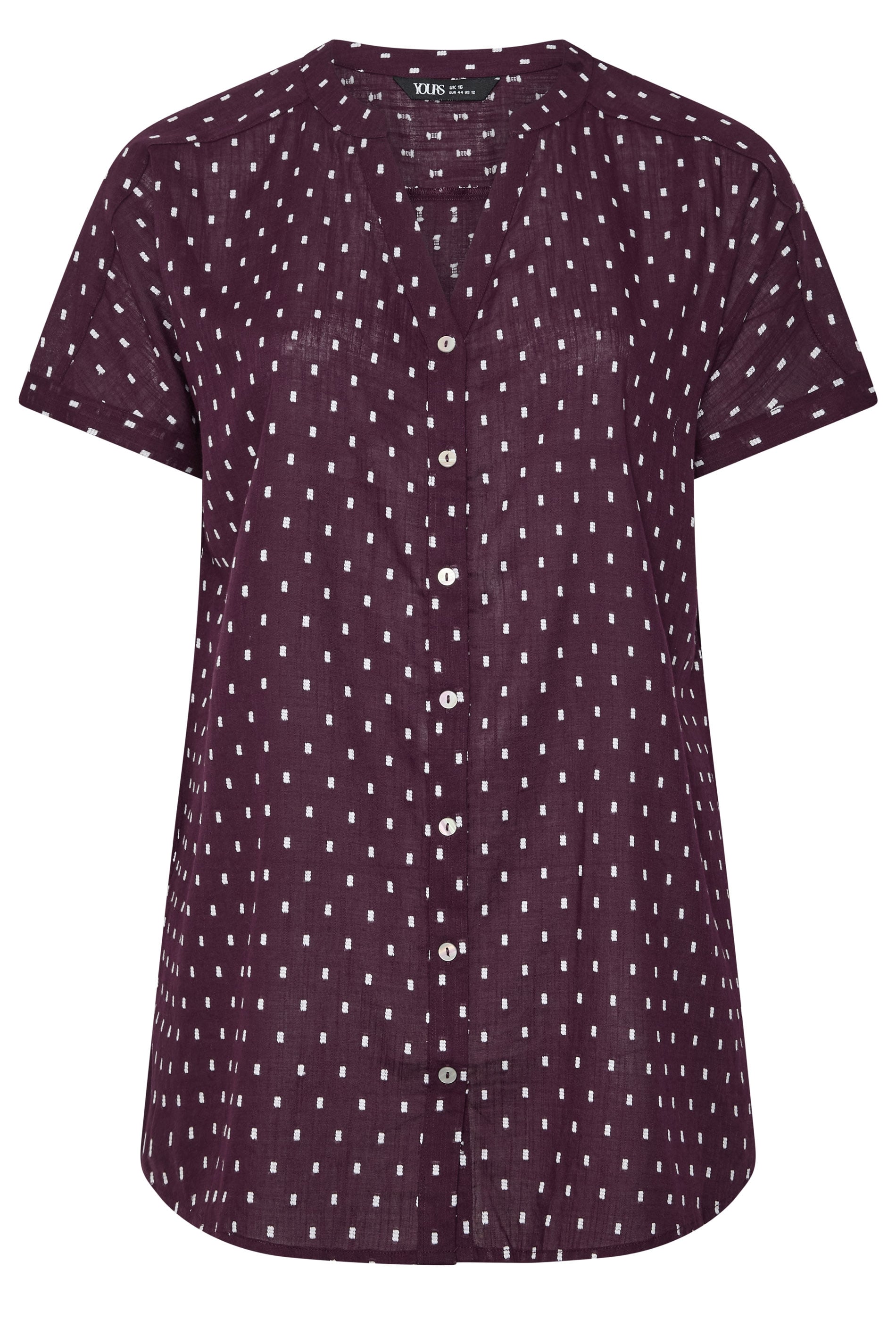 YOURS Curve Purple Notch Neck Dobby Blouse | Yours Clothing 5