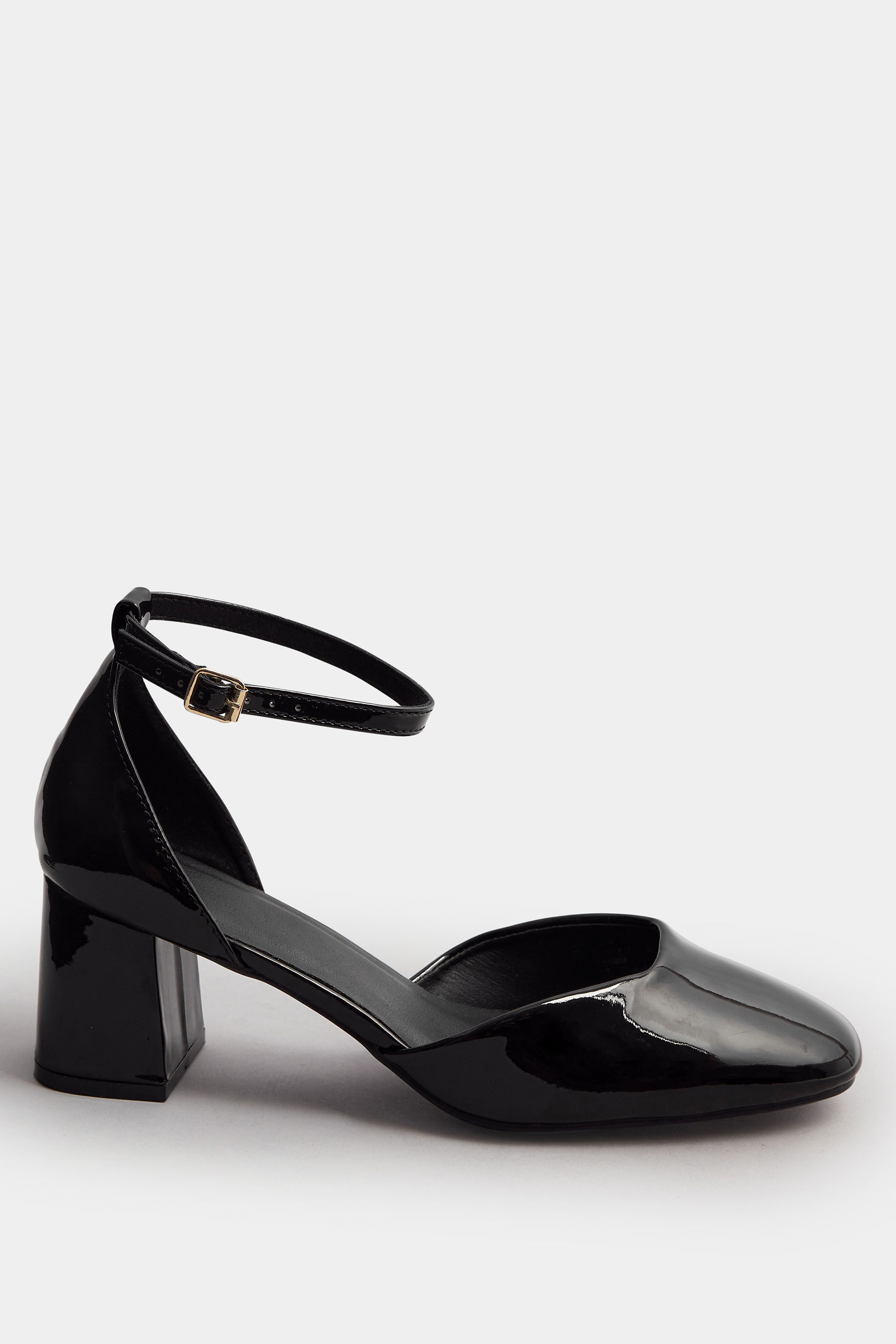 Black Patent Block Mary Jane Heels In Extra Wide EEE Fit | Yours Clothing 2