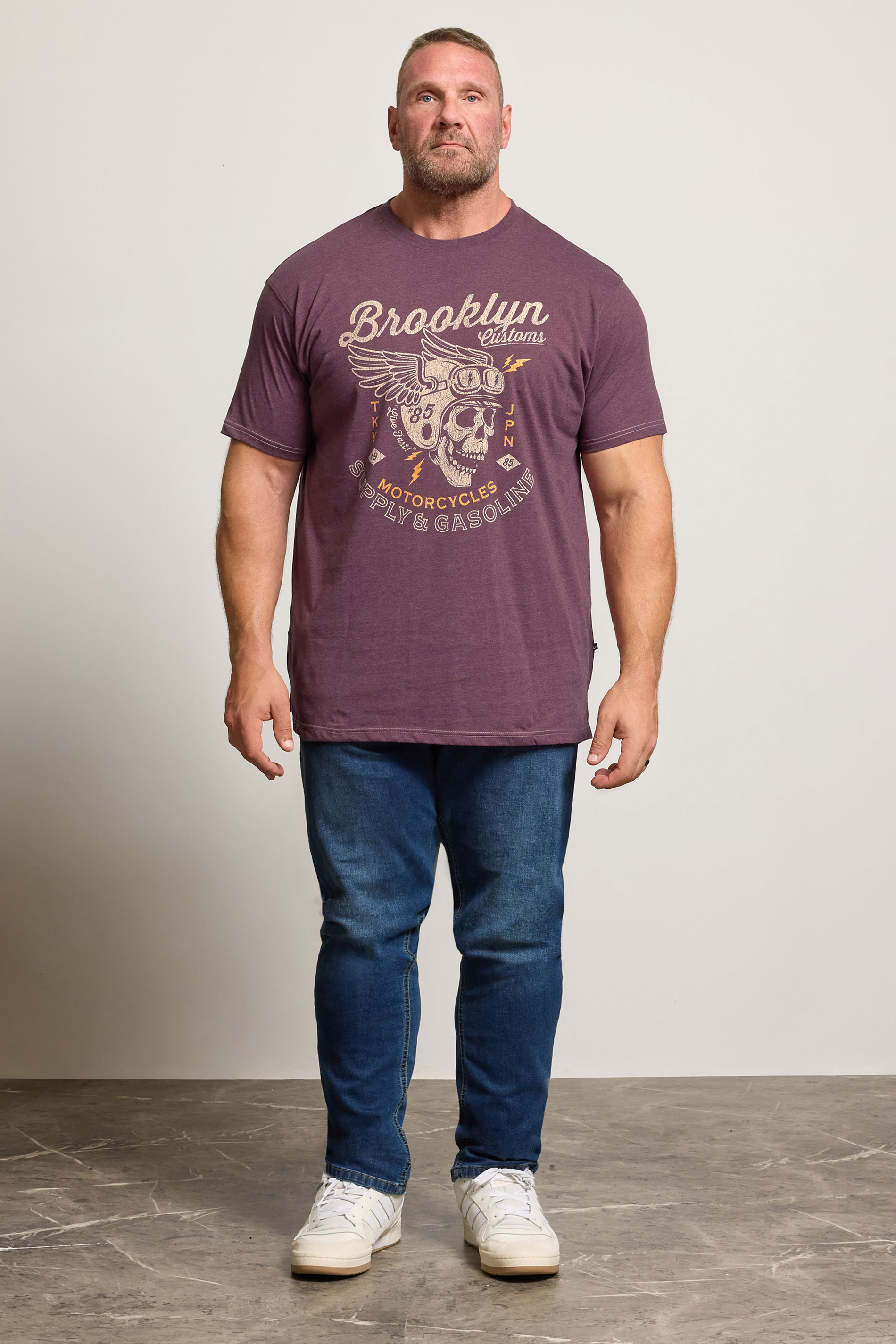 KAM Big & Tall Fig Purple Brooklyn Motorbike Graphic Print T-Shirt | BadRhino 1