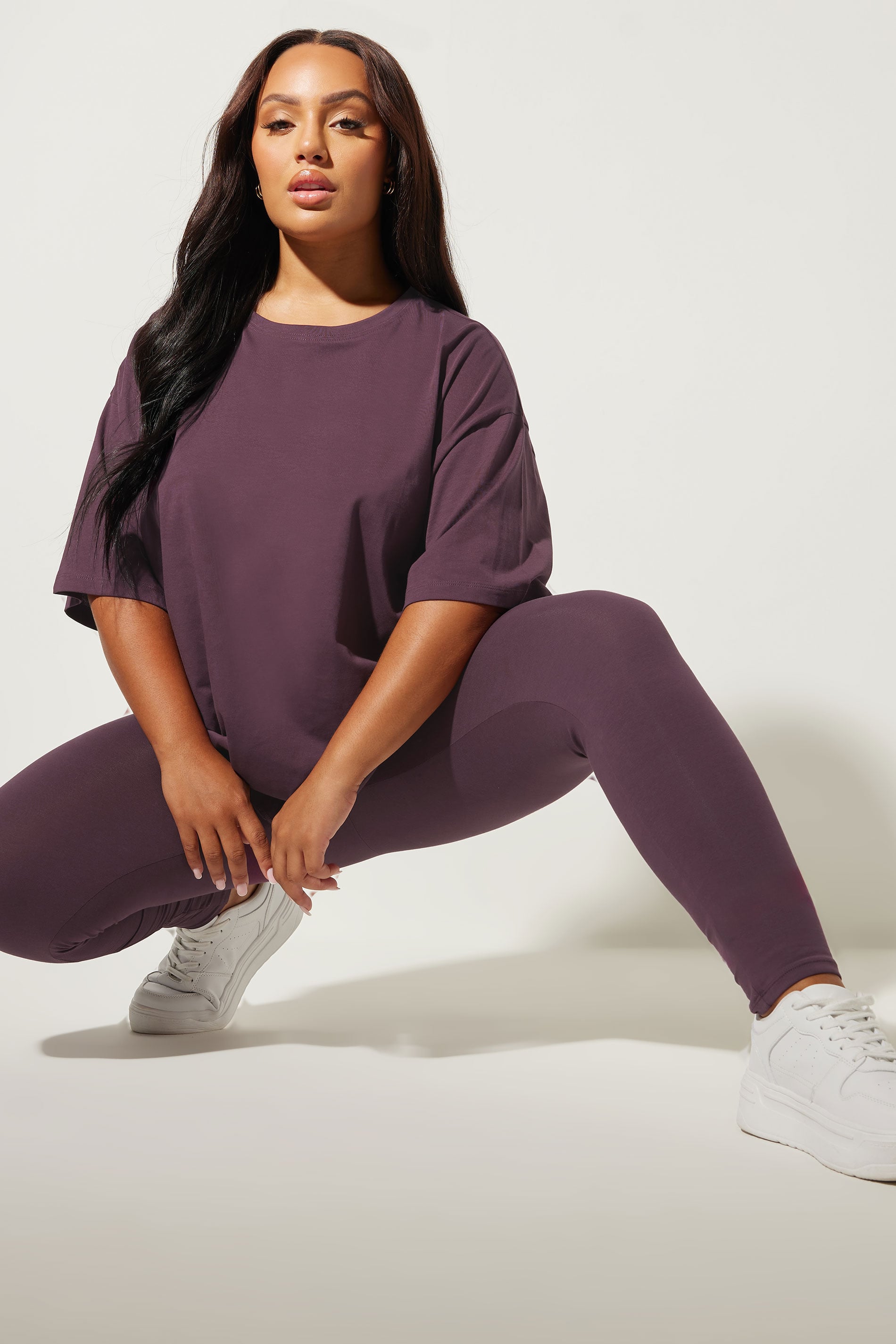 YOURS Plus Size Dark Purple Leggings | Yours Clothing 1