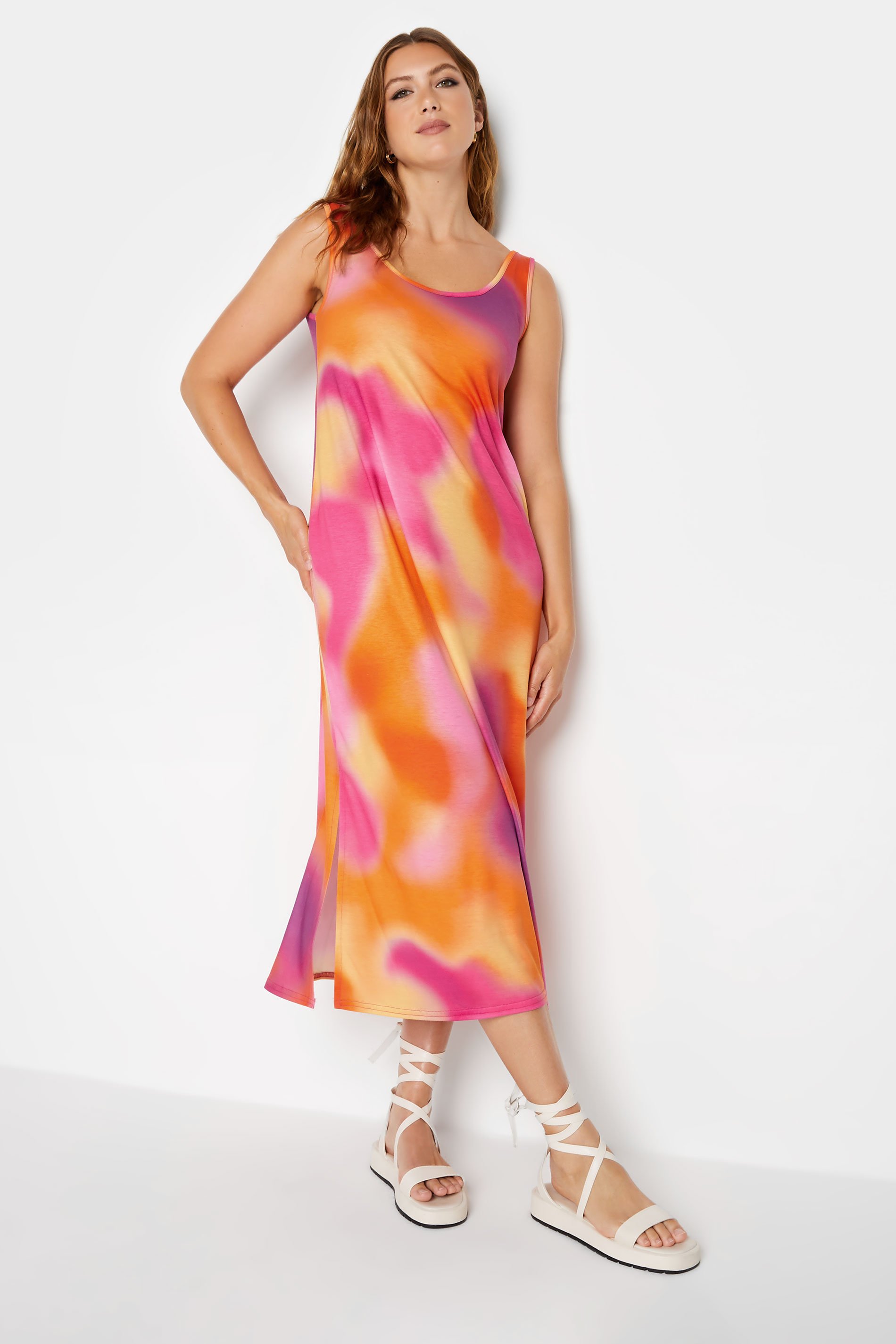 LTS Tall Womens Orange Tie Dye Midi Dress | Long Tall Sally  2