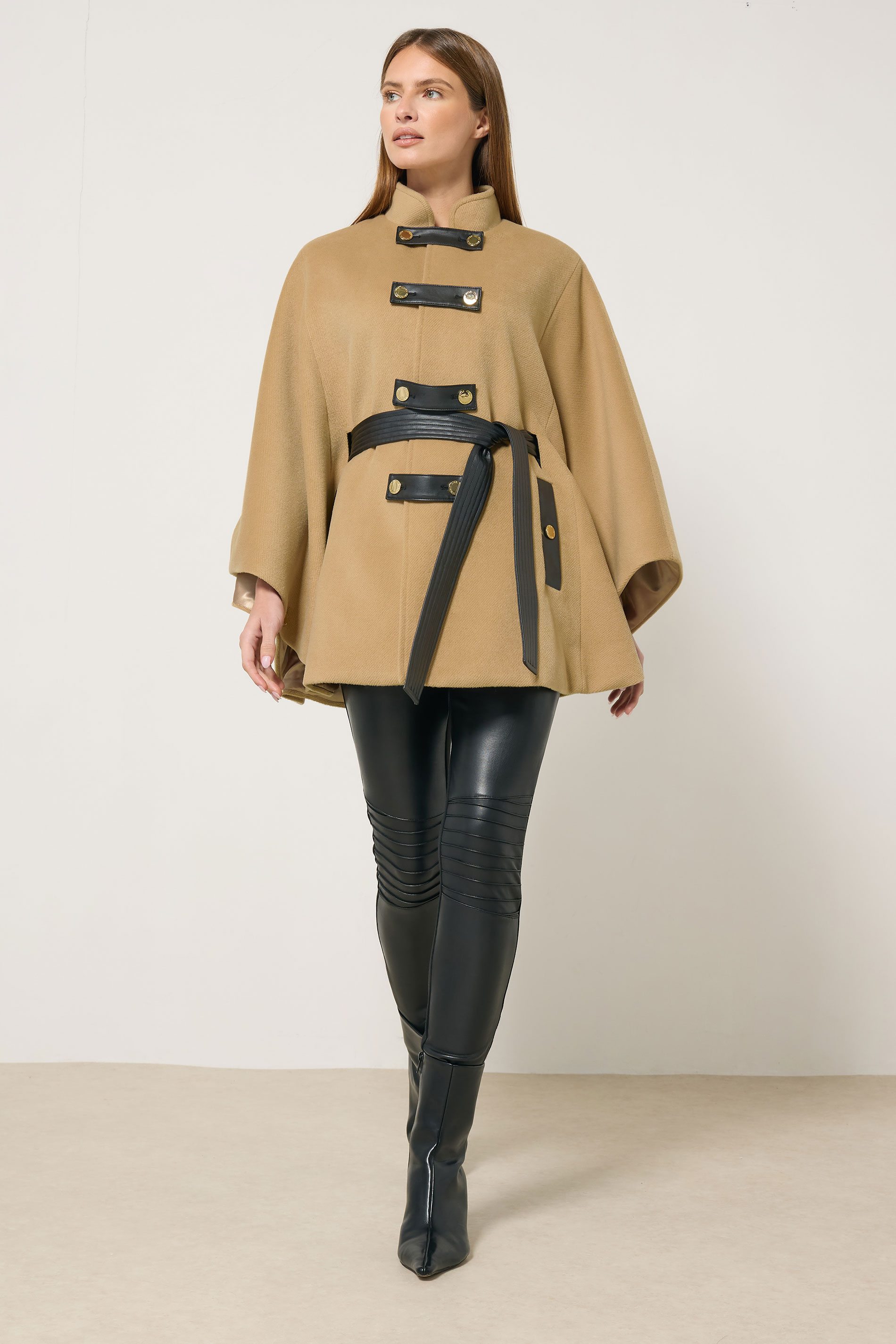 STAR Natural Brown Button Through Cape Coat | StarByJM 2