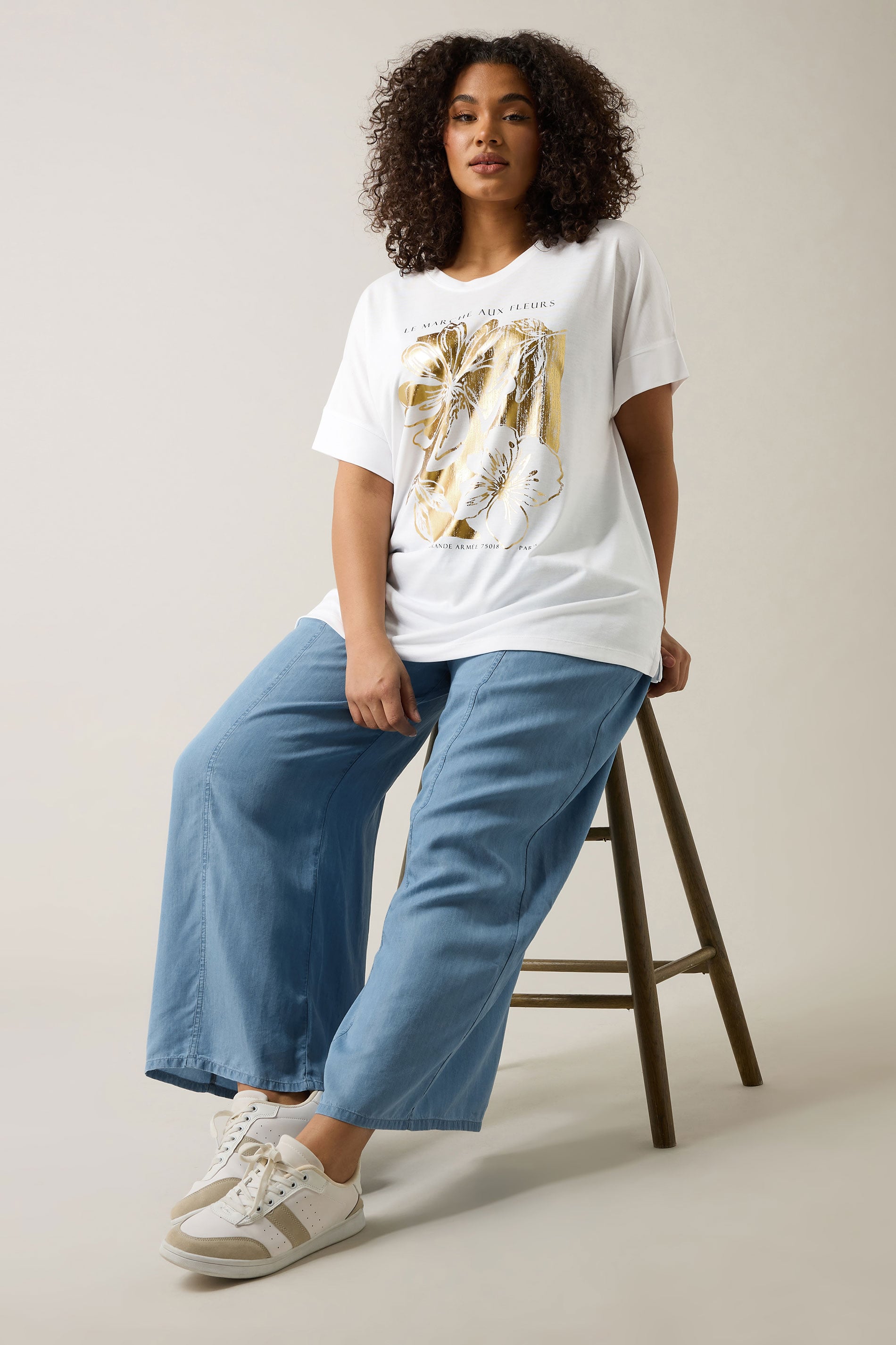 EVANS Plus Size Light Blue Lyocell Wide Leg Trousers | Evans 2