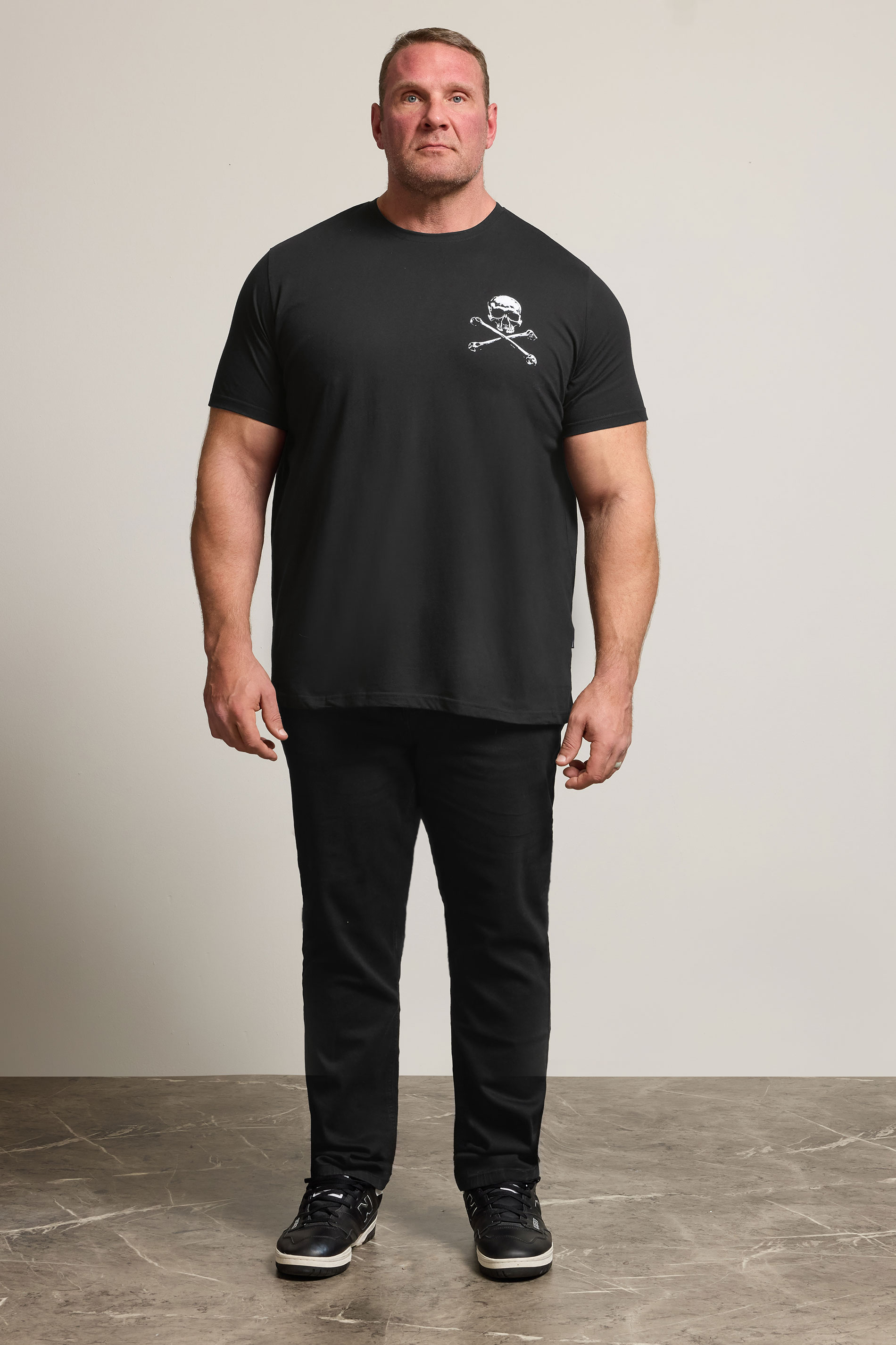 BadRhino Big & Tall Black Skull & Crossbones Graphic T-Shirt 2