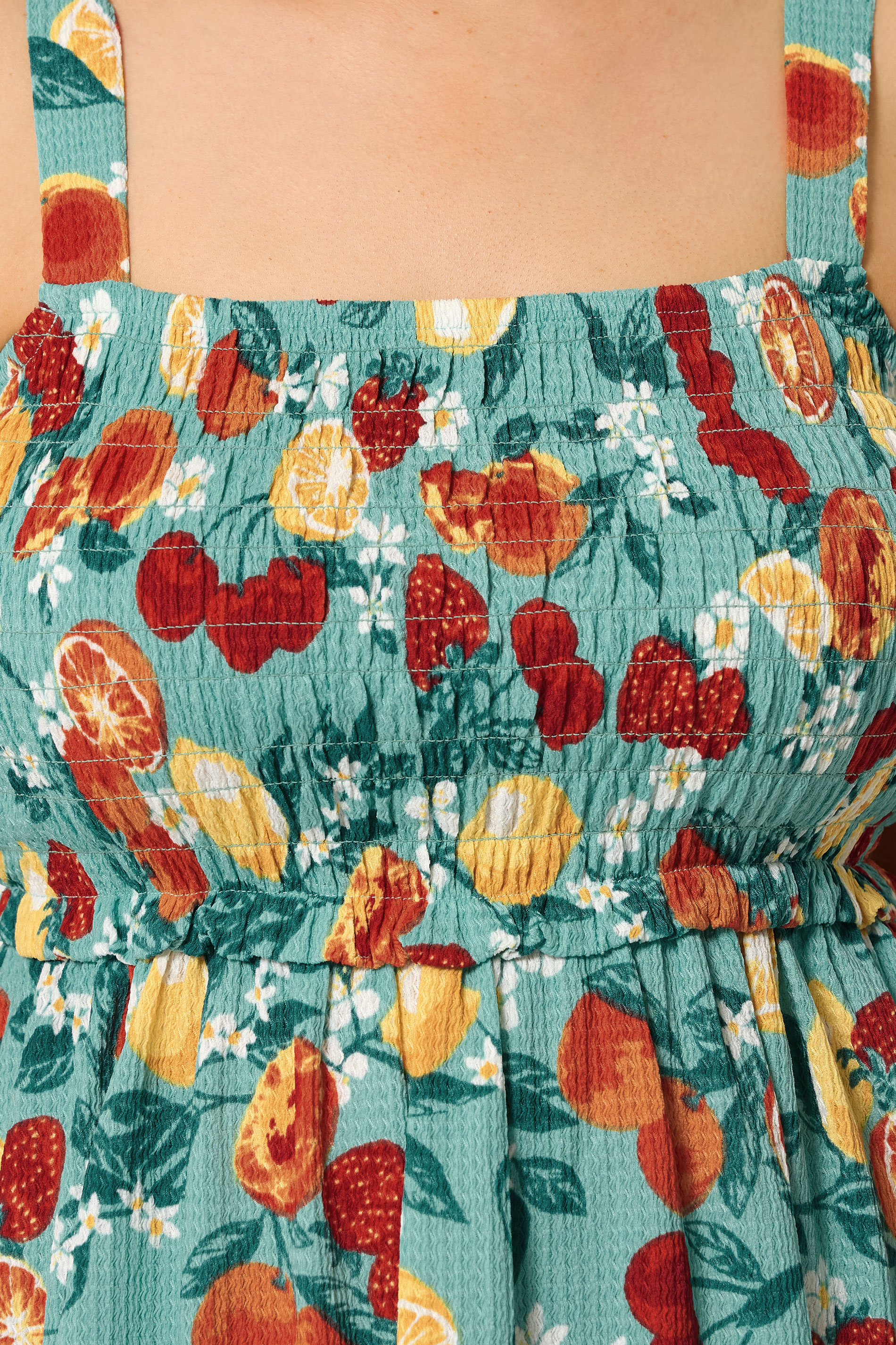 YOURS Plus Size Green Fruit Print Peplum Vest Top | Yours Clothing 4