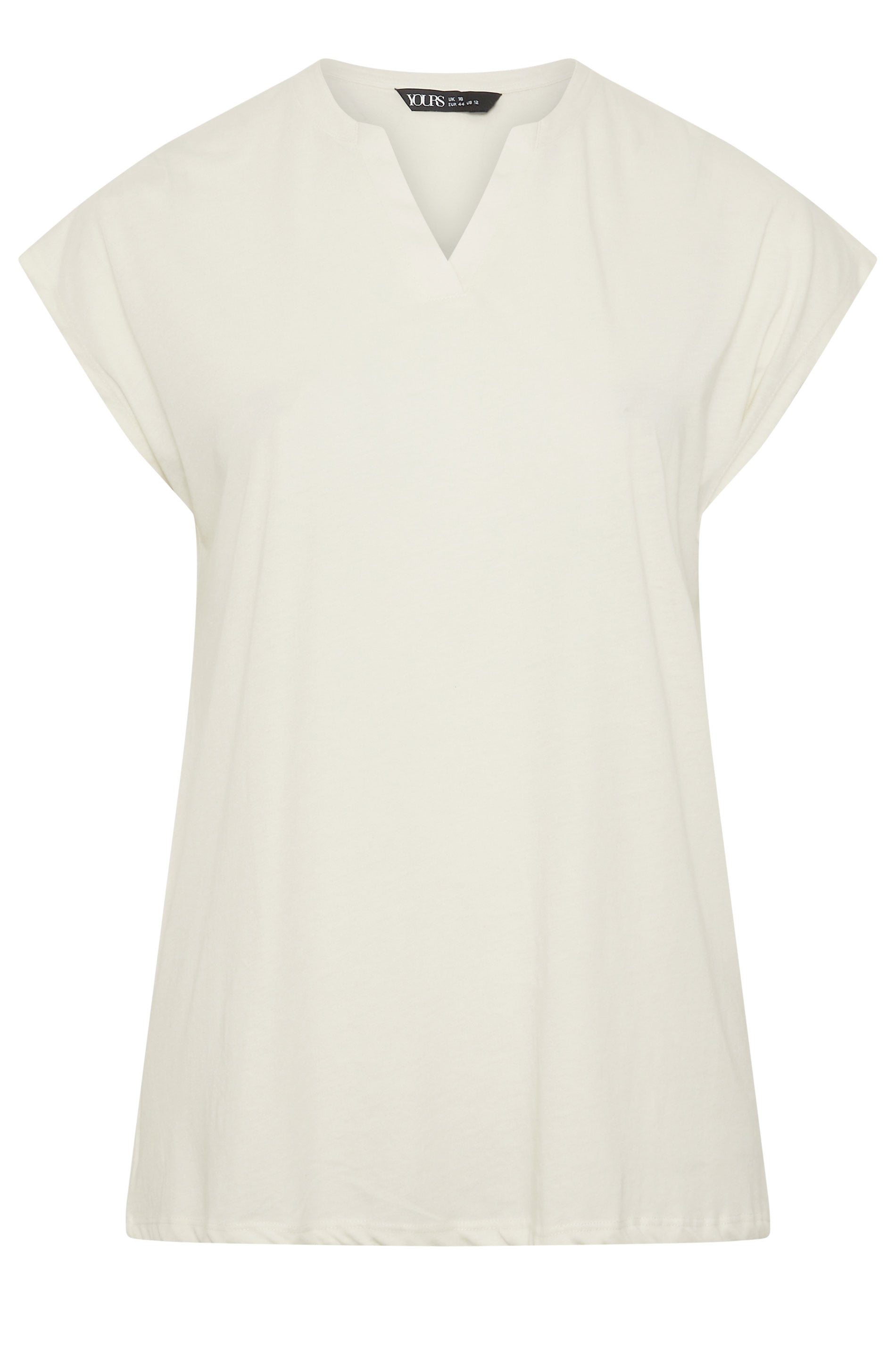 YOURS Plus Size Ivory White Notch Neck T-Shirt | Yours Clothing 5