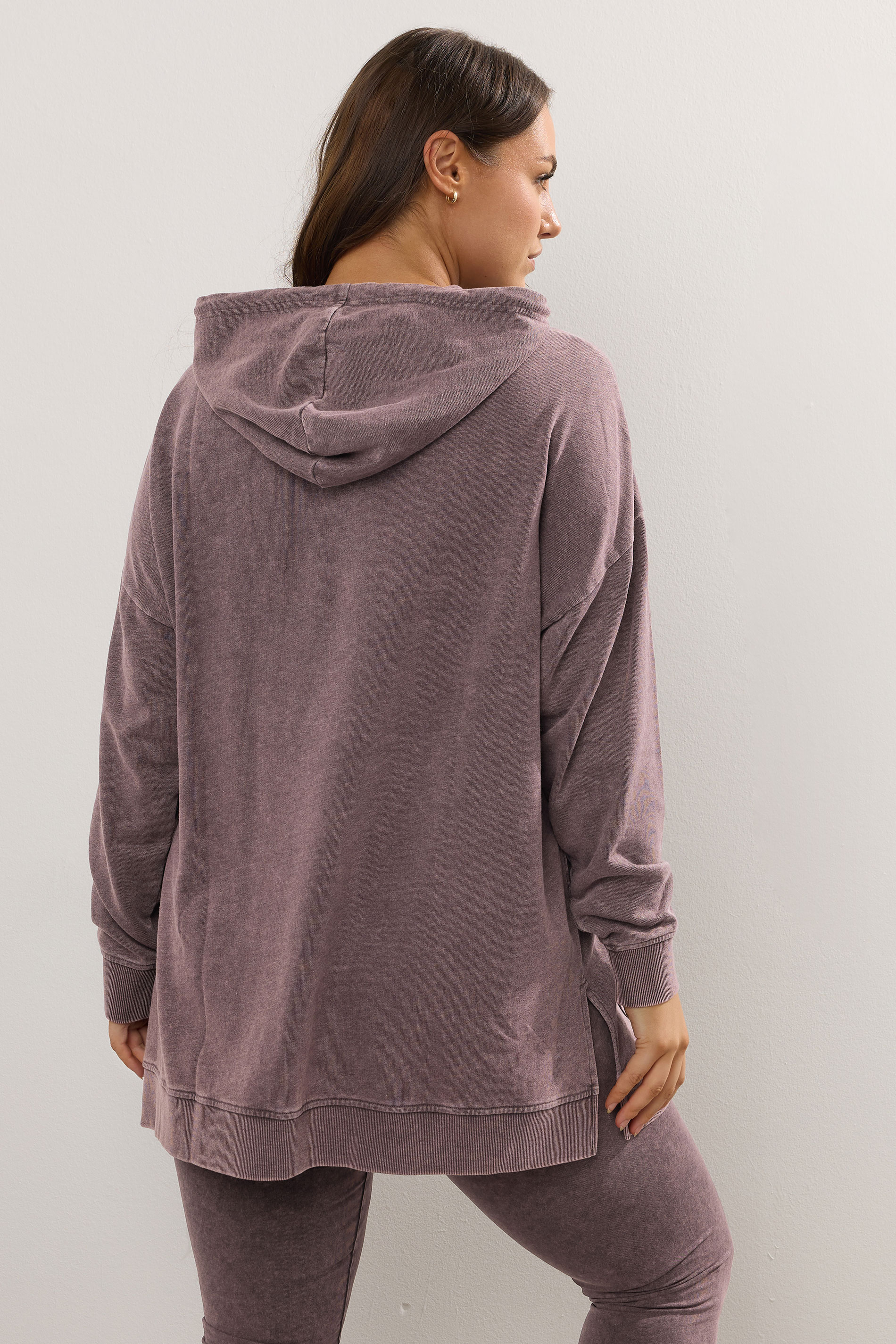 YOURS Plus Size Burgundy Red Acid Wash Hoodie | Yours Clothing 2