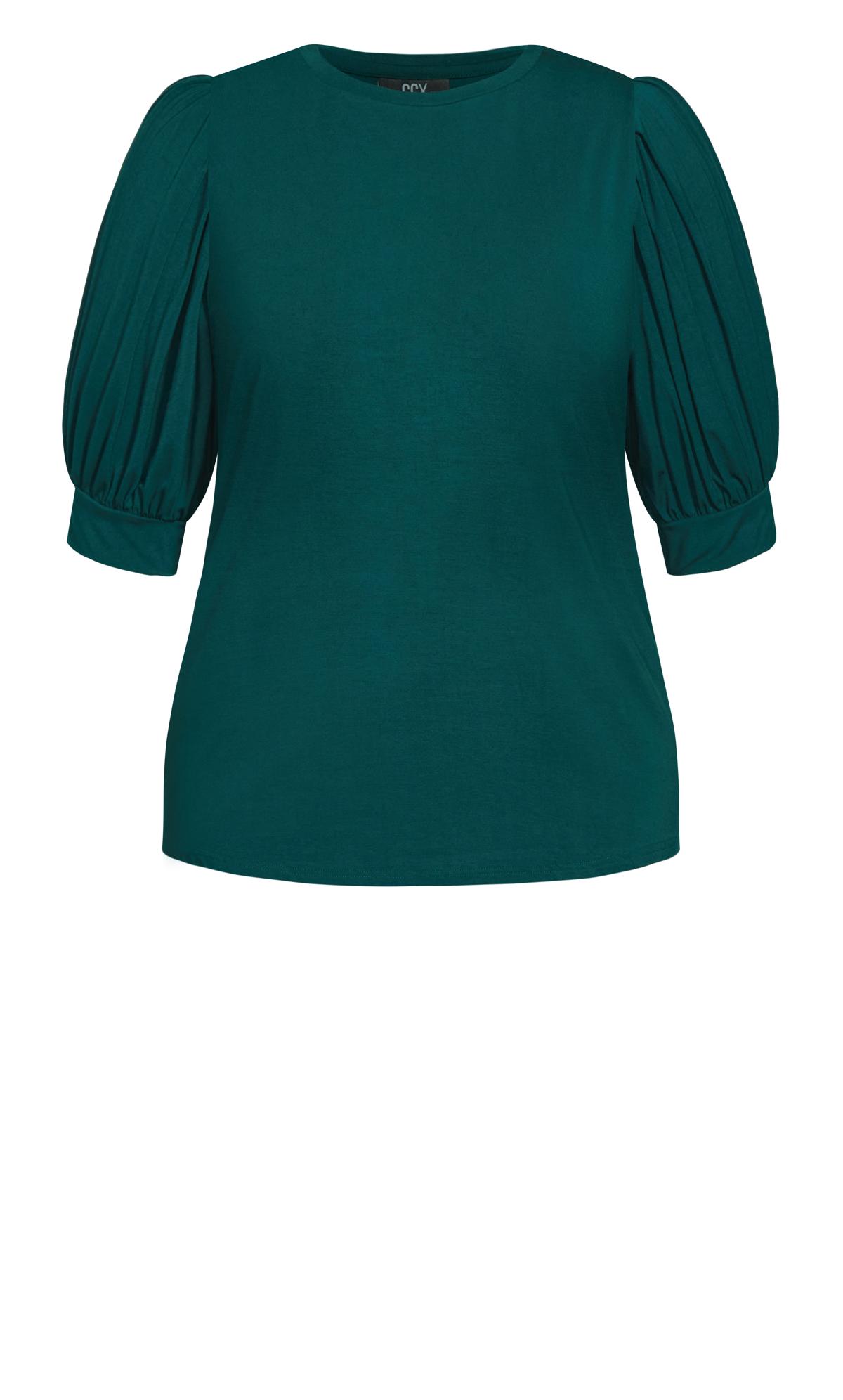 Evans Emerald Green Puff Sleeve T-Shirt 2