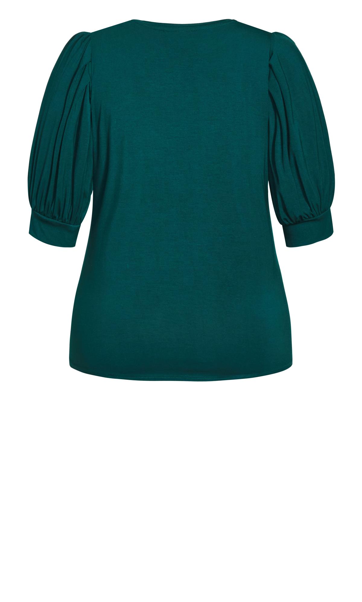 Evans Emerald Green Puff Sleeve T-Shirt 3