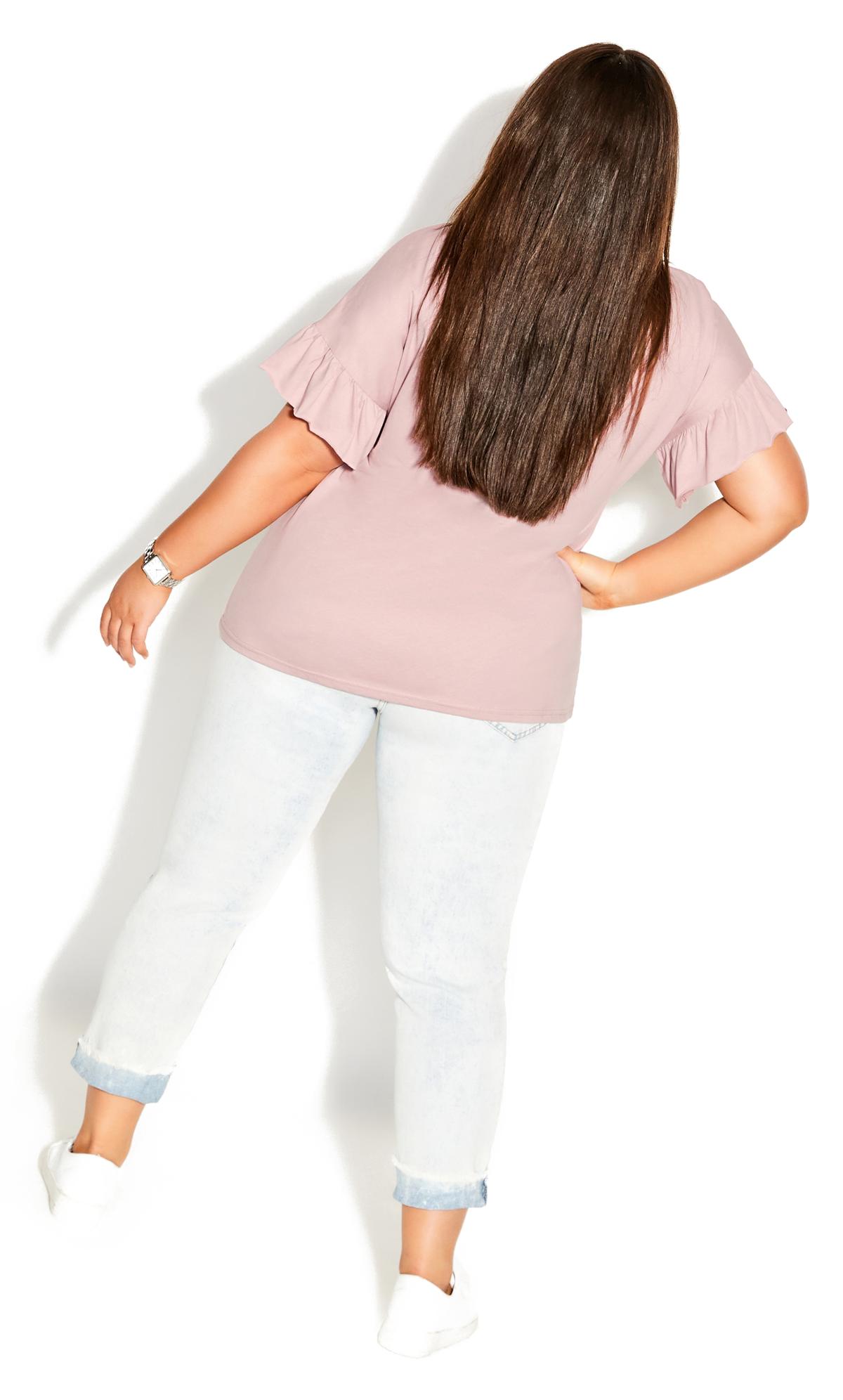Evans Pale Pink Frill Sleeve T-Shirt 3