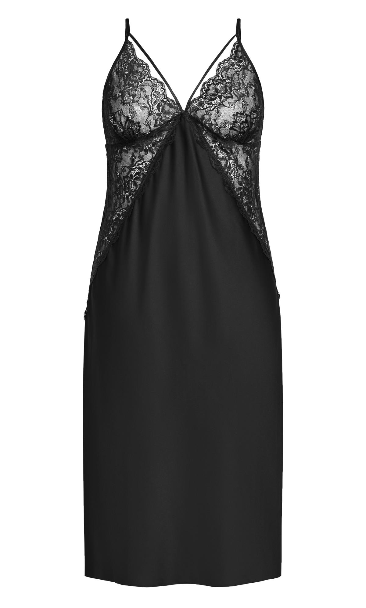 Slinky Long Nightie Black | Evans