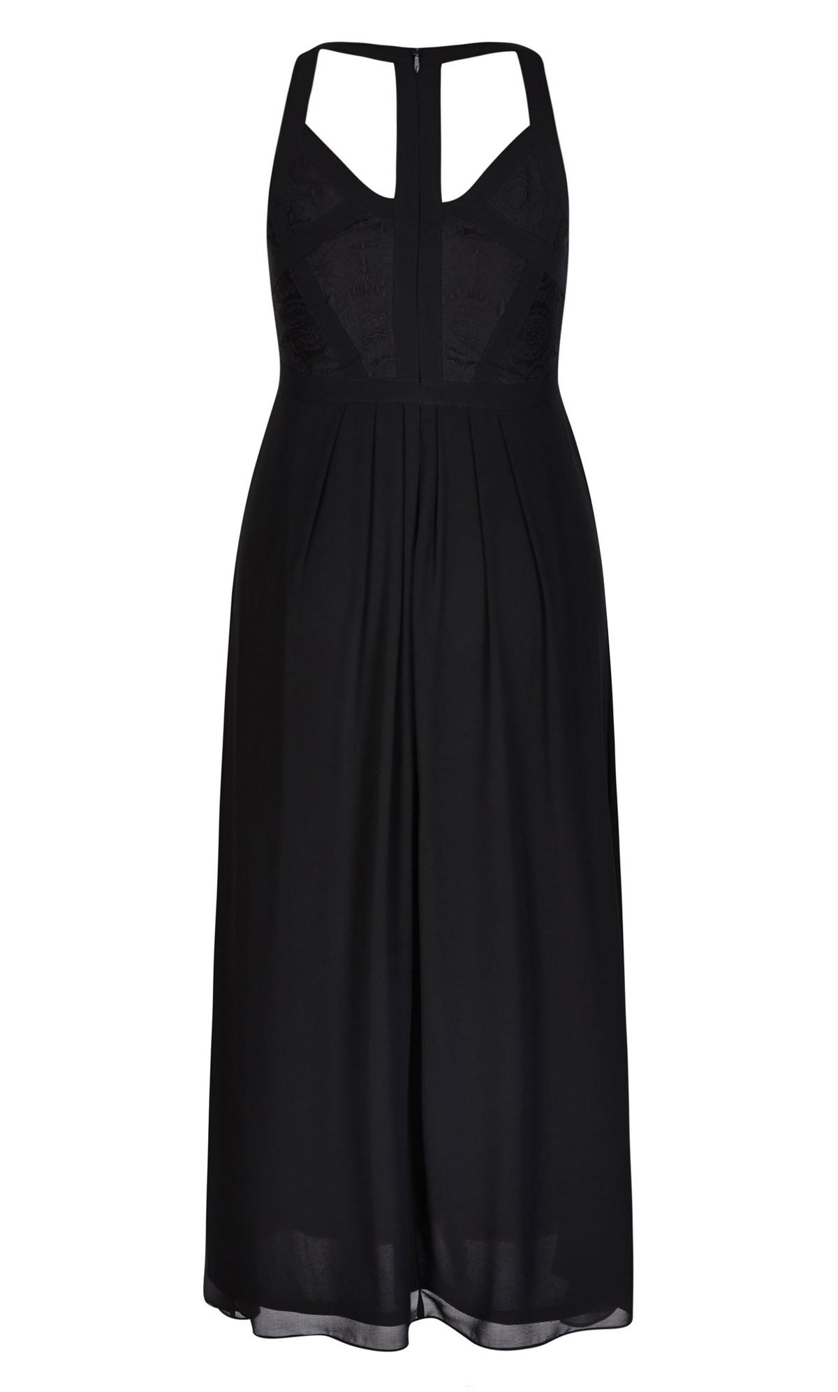Panelled Bodice Black Maxi Dress | Evans