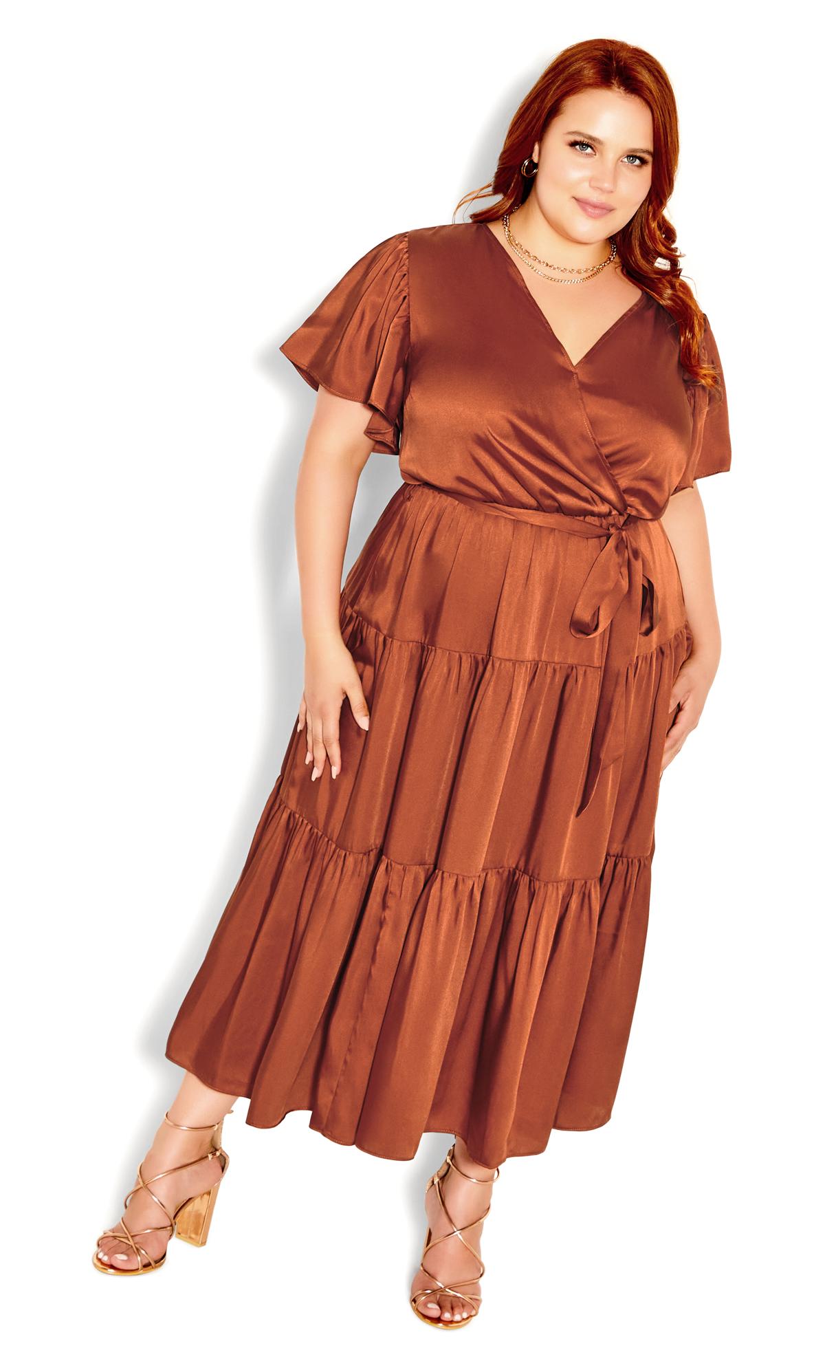 Tiered Sweetness V-Neck Sleeved Brown Wrap Maxi Dress 1