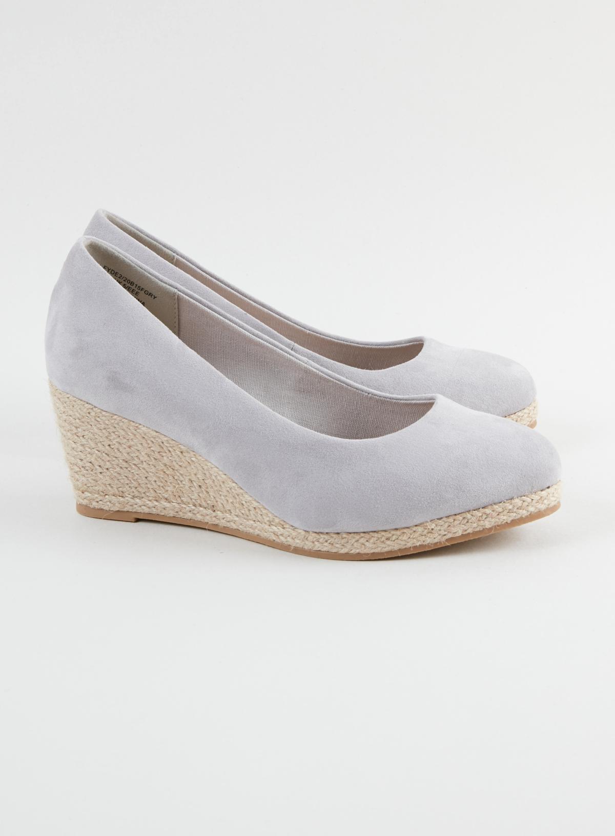 Wide Fit Evans Grey WIDE FIT Closed Toe Wedges 2